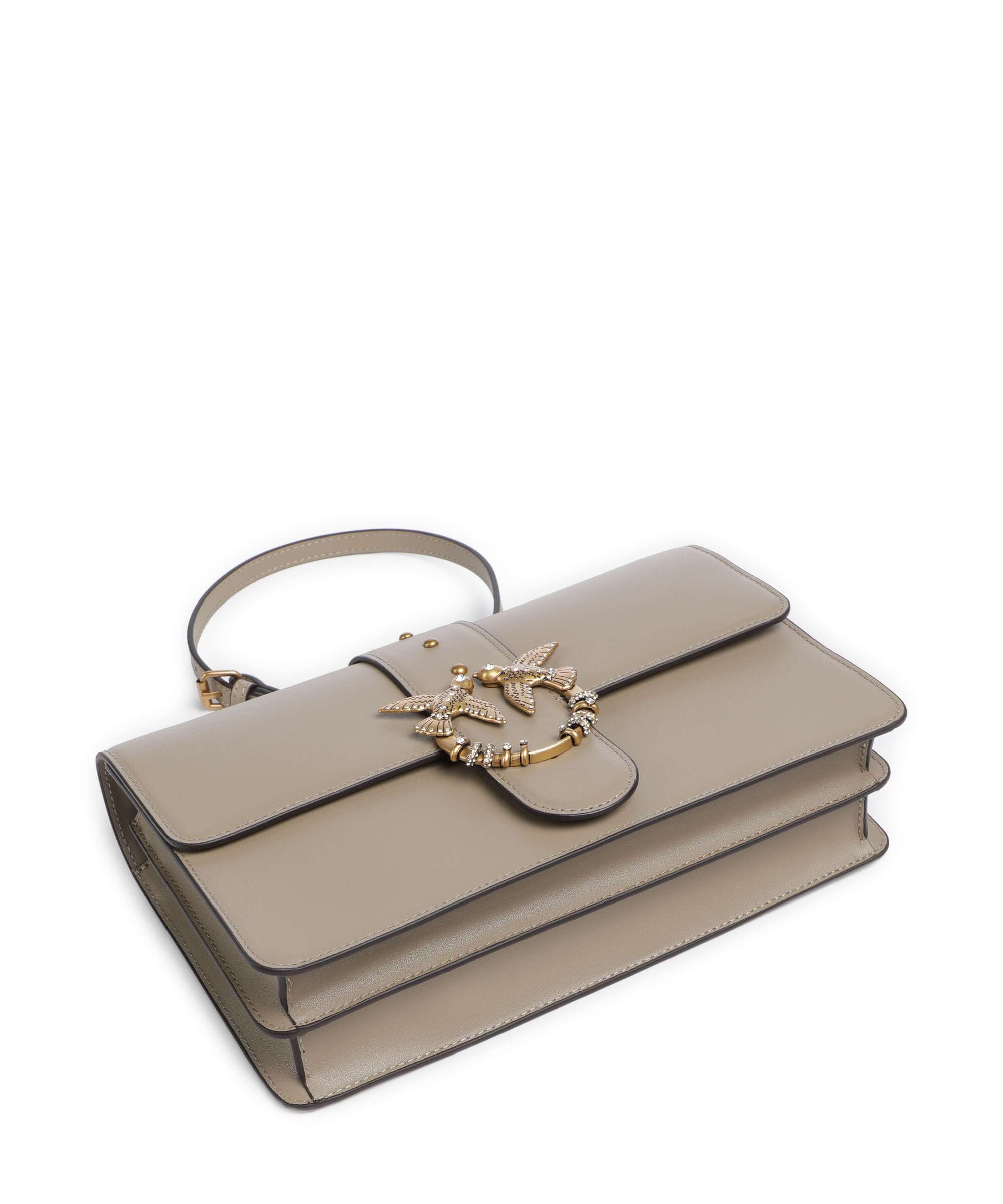 Pinko Love One Classic New Buckle Crossbody bag grigio talpa/antique gold