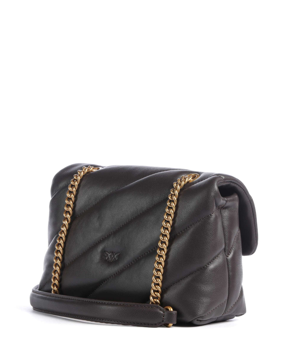 Pinko Love Puff Mini New Buckle Shoulder bag marrone marasca/antique gold