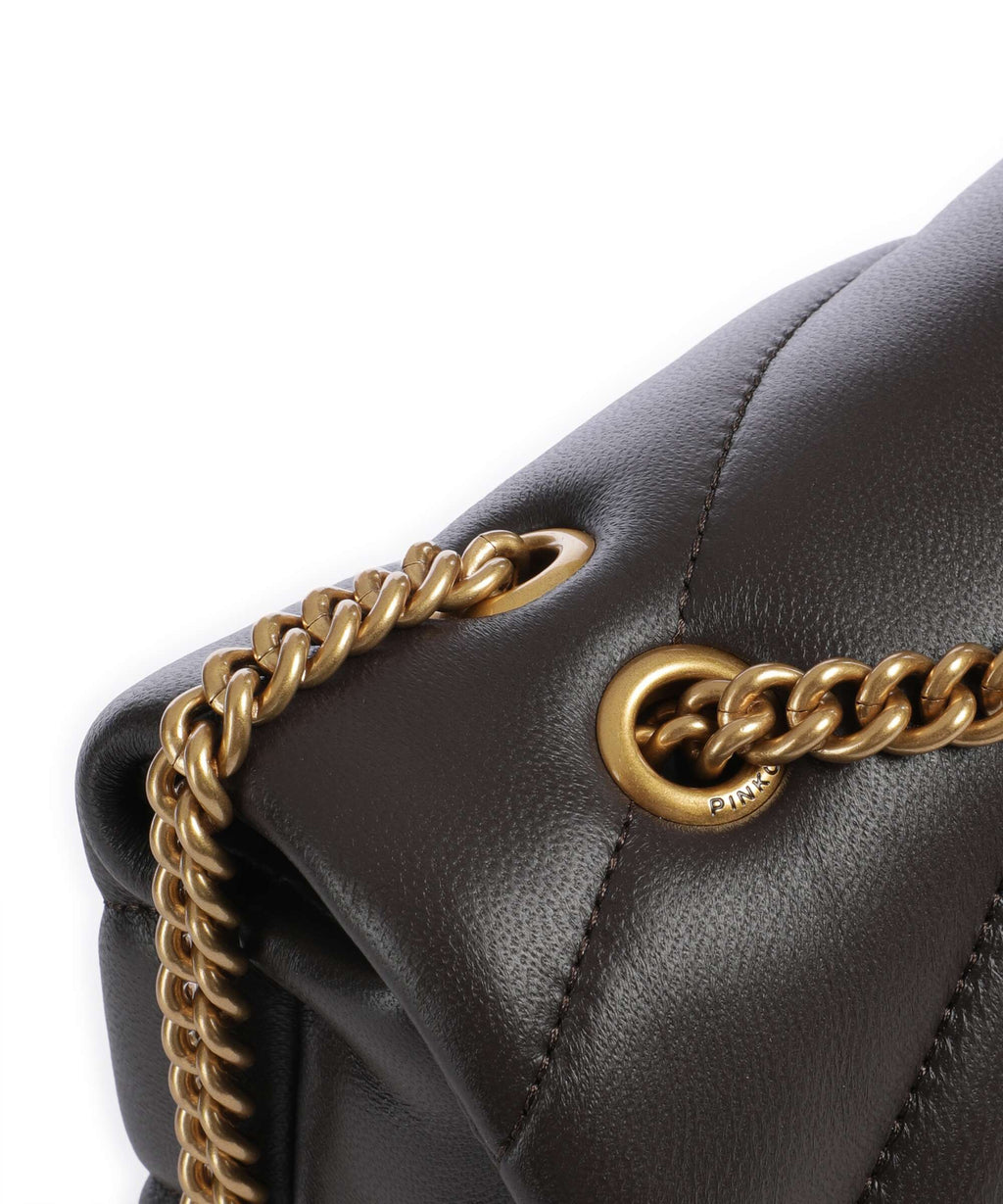 Pinko Love Puff Mini New Buckle Shoulder bag marrone marasca/antique gold