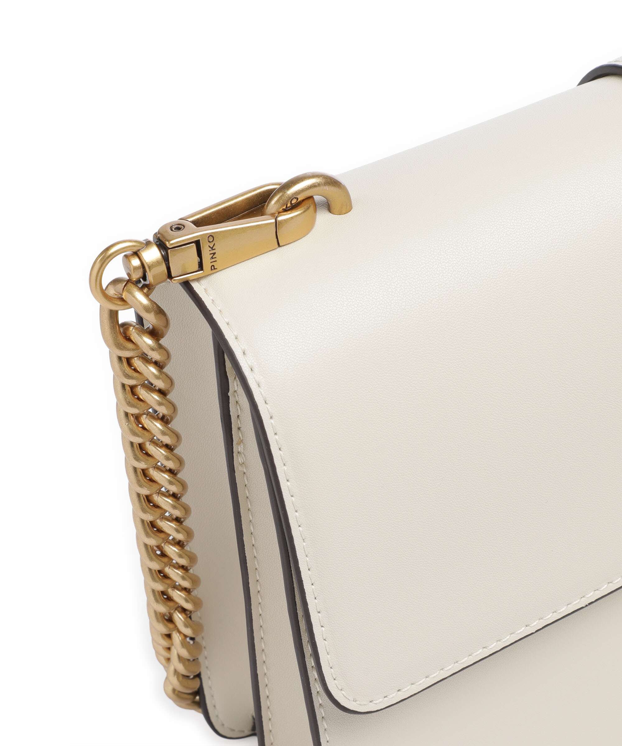 Pinko Love One Classic New Buckle Crossbody bag bianco seta/antique gold