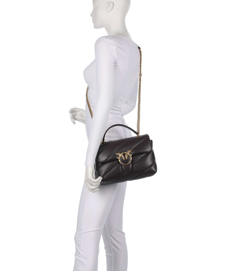 Pinko Love Puff Classic New Buckle Shoulder bag marrone marasca/antique gold