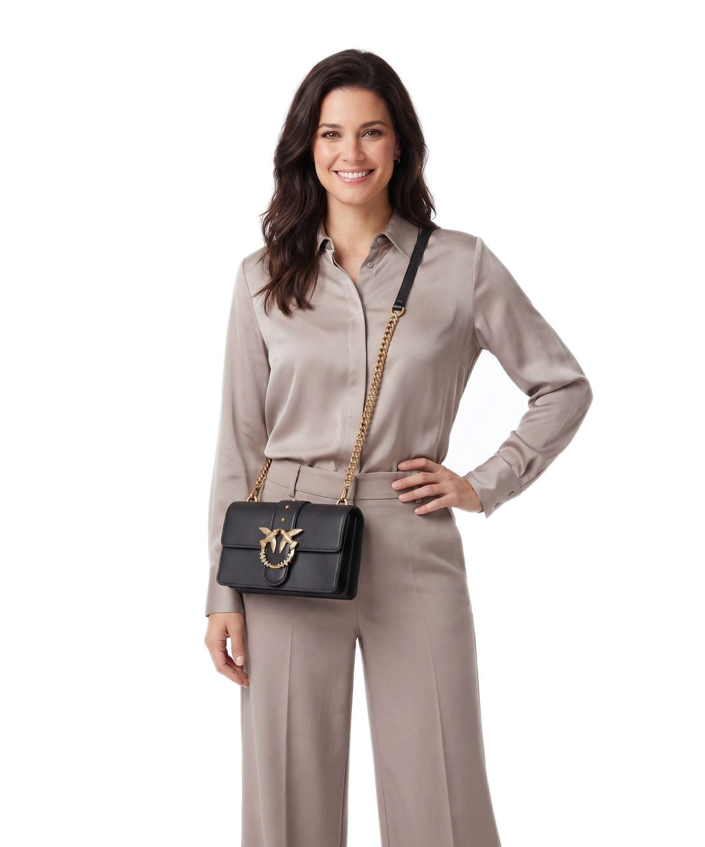 Pinko Love One Mini New Buckle Crossbody bag nero/antique gold