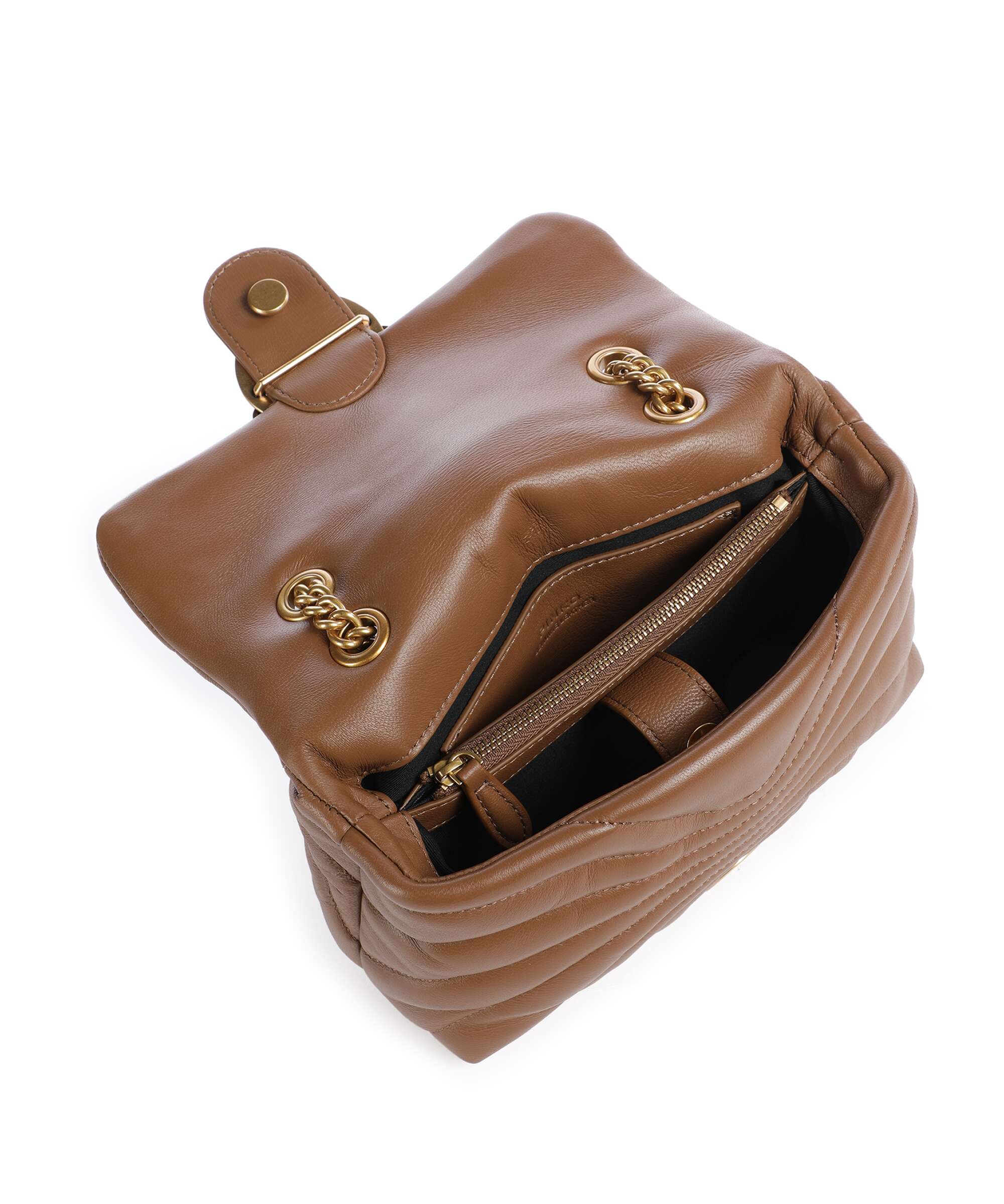 Pinko Love Puff Mini Shoulder bag marrone cognac/antique gold