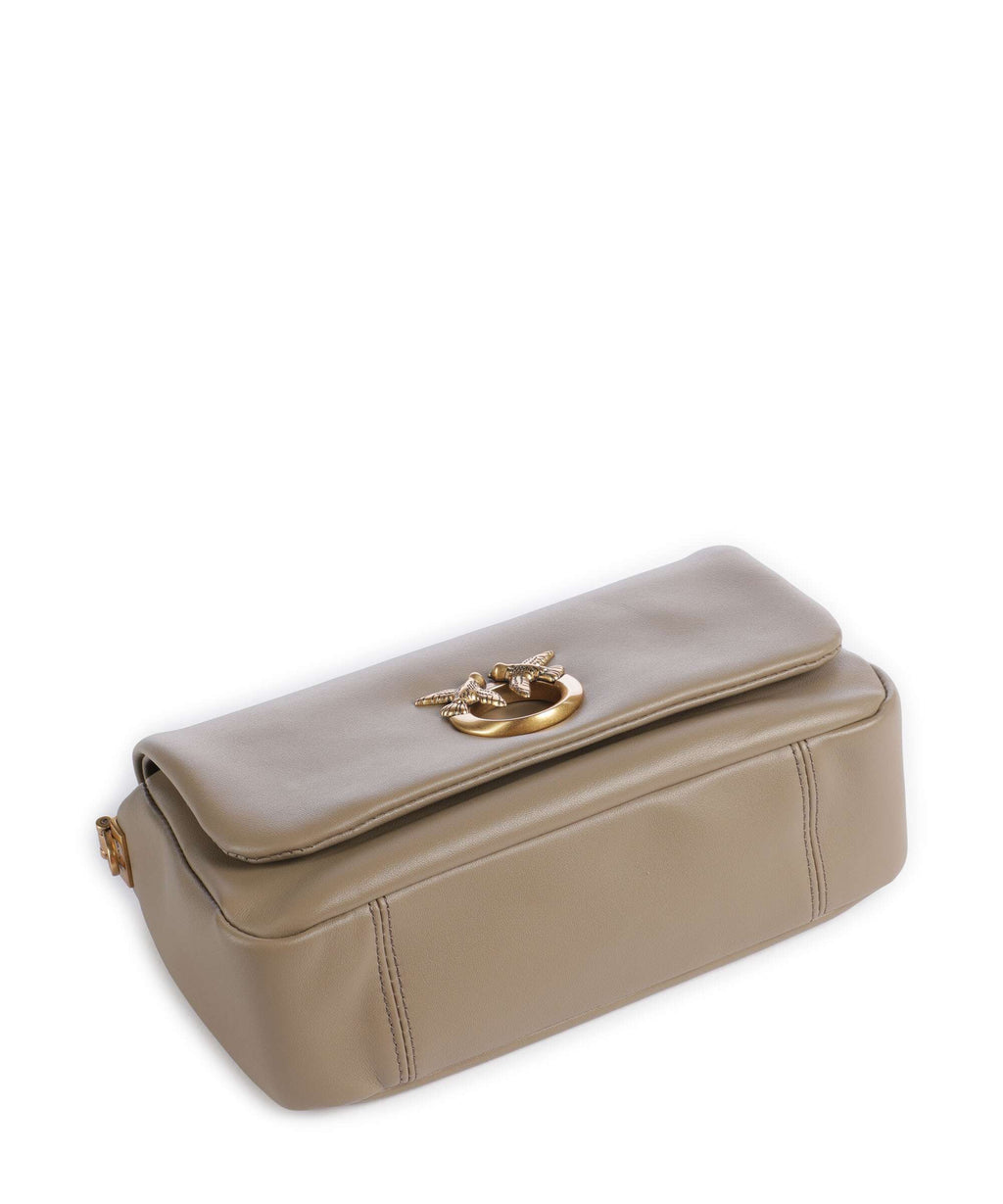 Pinko Click Soft Horizontal Mini Crossbody bag grigio talpa/antique gold