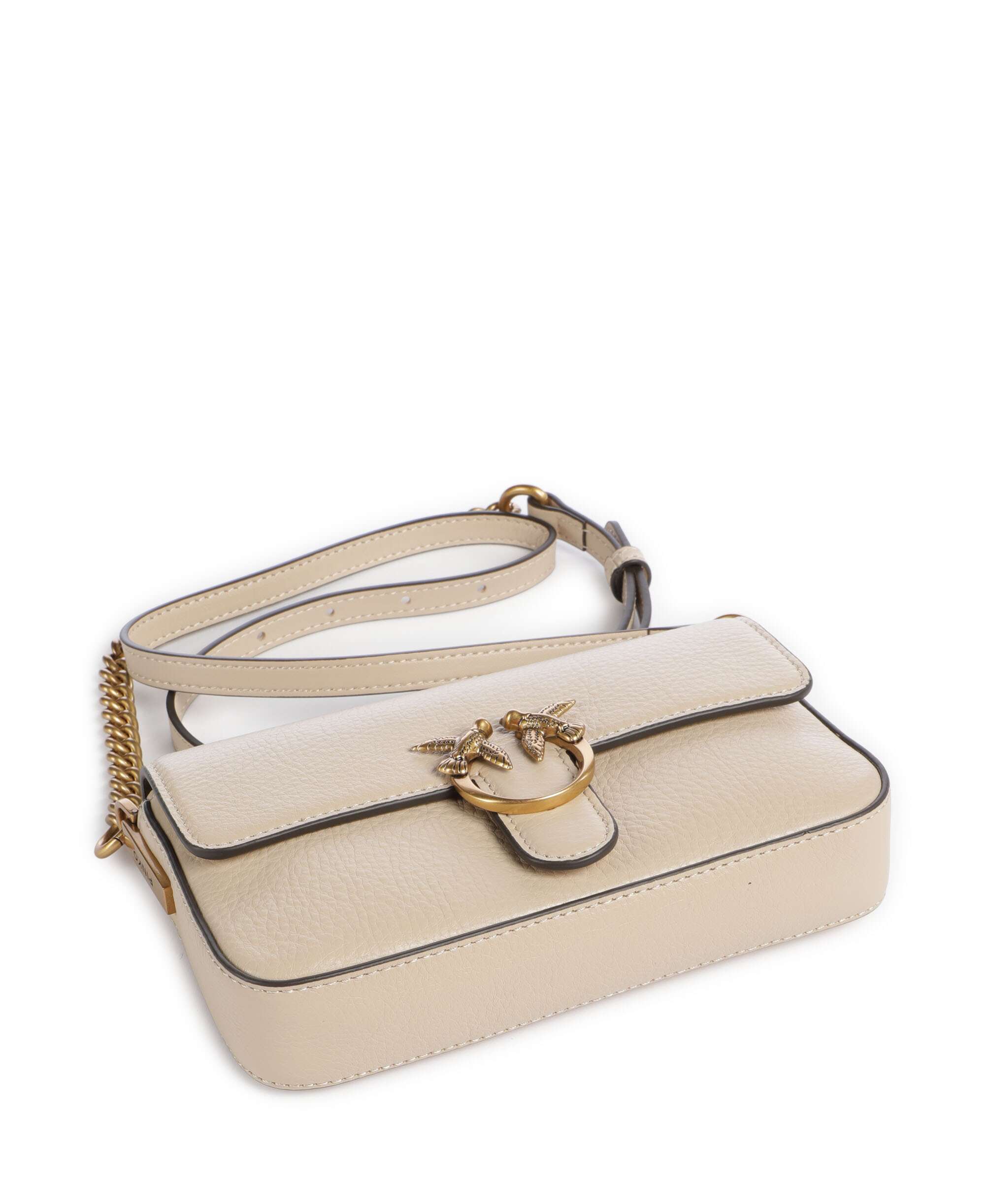 Pinko Love One Baby Slouchy Crossbody bag beige/grigio fumo/antique gold