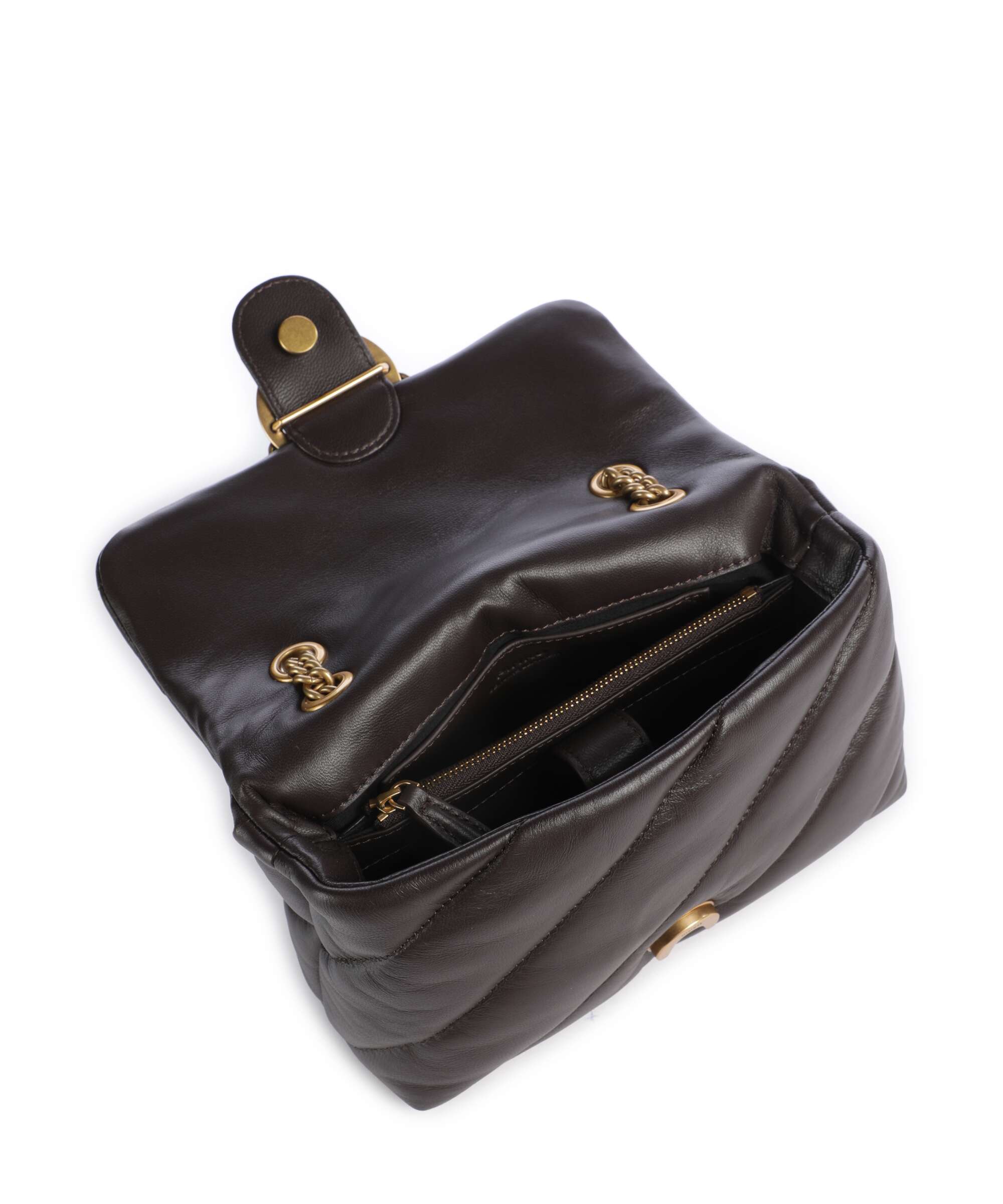 Pinko Love Puff Mini Shoulder bag marrone marasca/antique gold