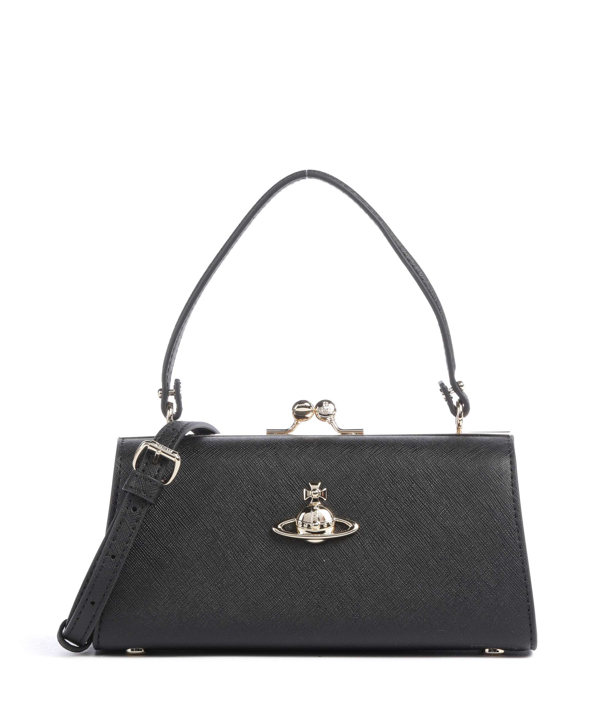 Vivienne Westwood Doll Frame Saffiano XL Handbag black