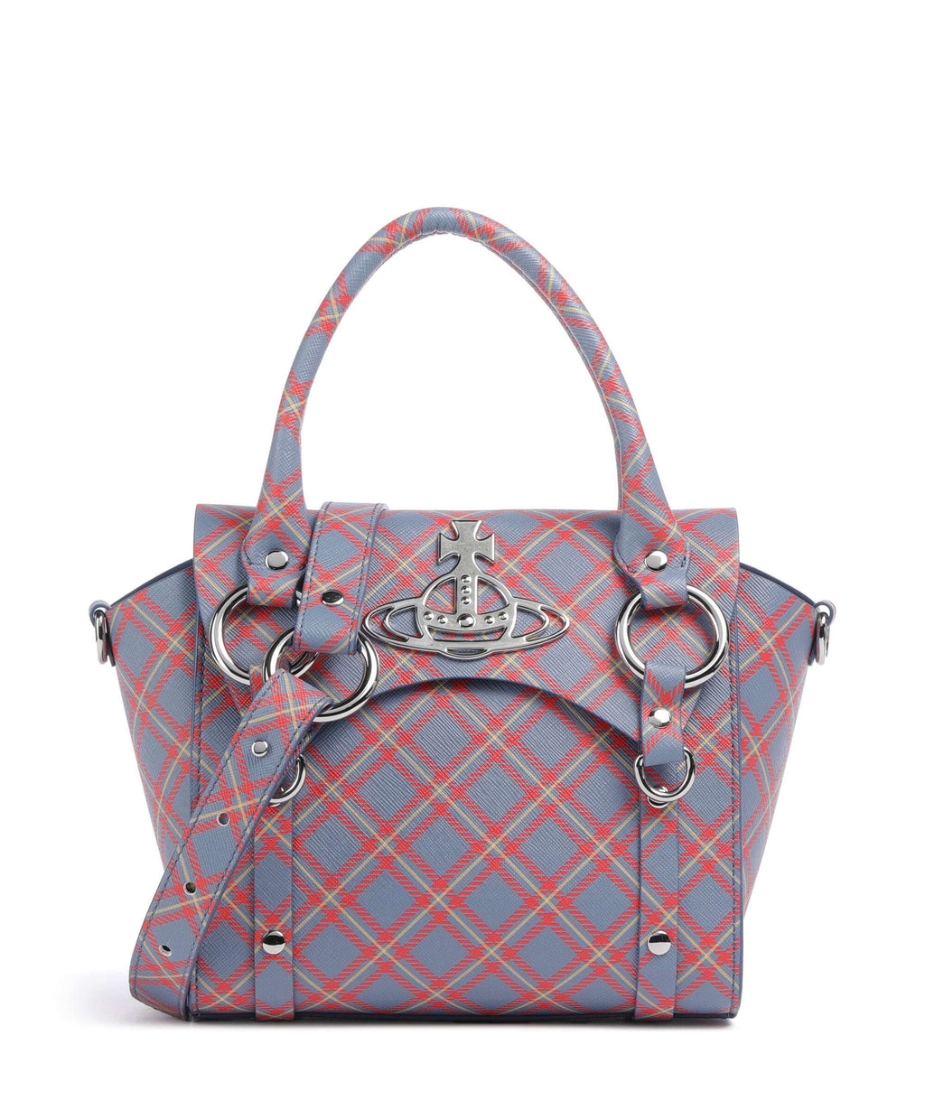 Vivienne Westwood Betty Saffiano Printed Small Handbag blue/orange tartan