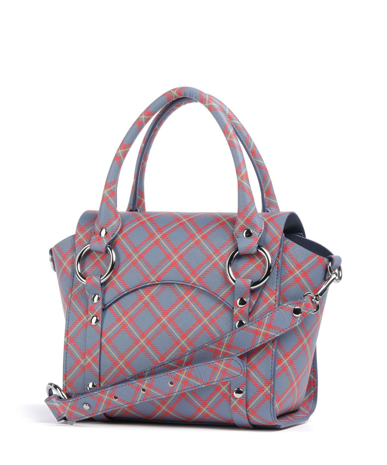 Vivienne Westwood Betty Saffiano Printed Small Handbag blue/orange tartan