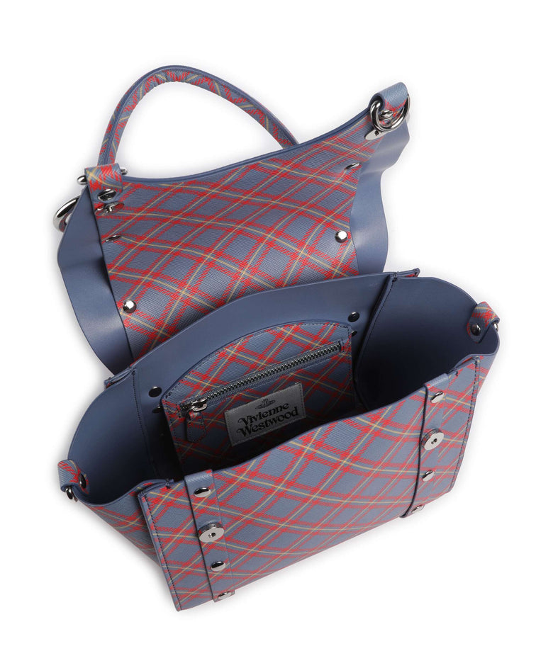 Vivienne Westwood Betty Saffiano Printed Small Handbag blue/orange tartan