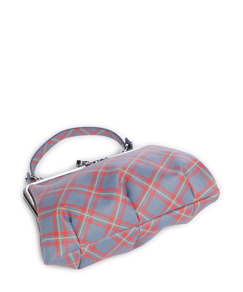 Vivienne Westwood Granny Frame Saffiano Printed Handbag blue/orange tartan