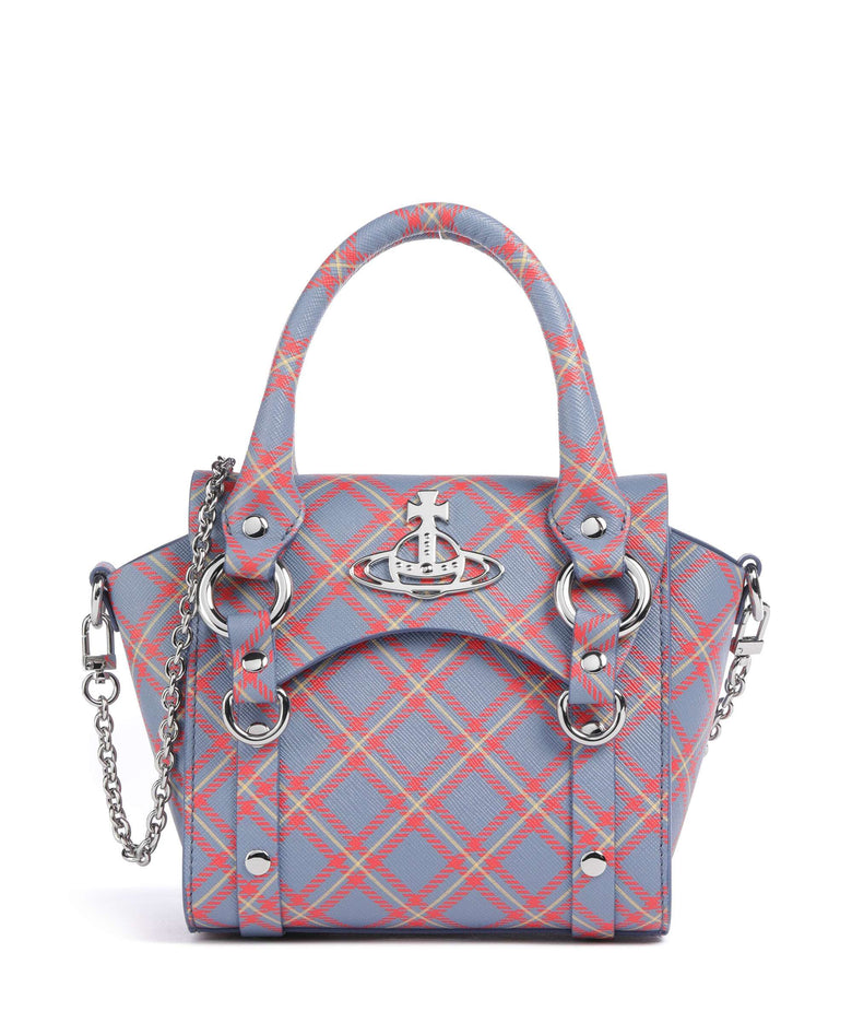 Vivienne Westwood Betty Saffiano Printed Mini Crossbody bag blue/orange tartan