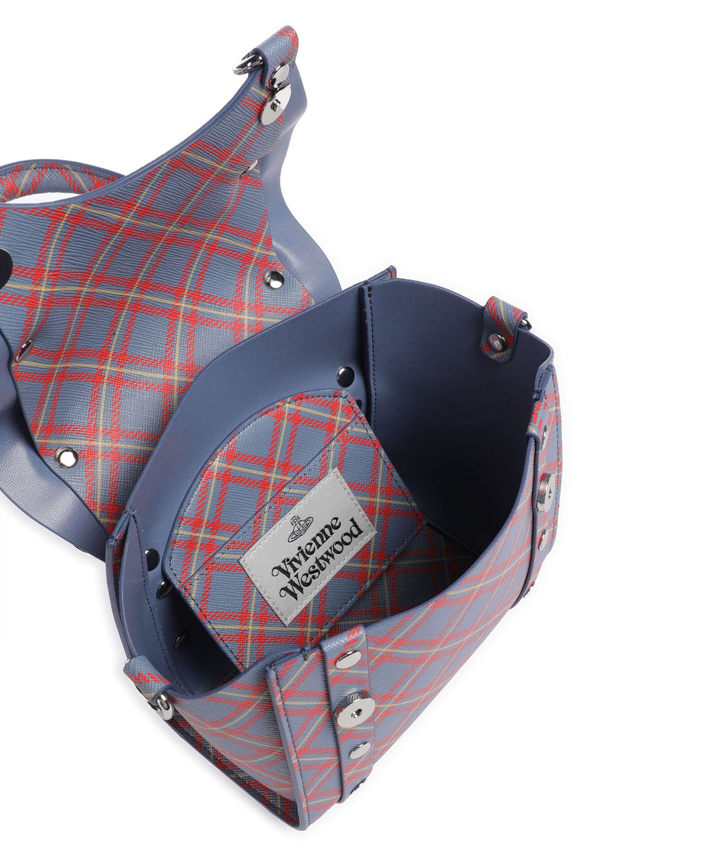 Vivienne Westwood Betty Saffiano Printed Mini Crossbody bag blue/orange tartan