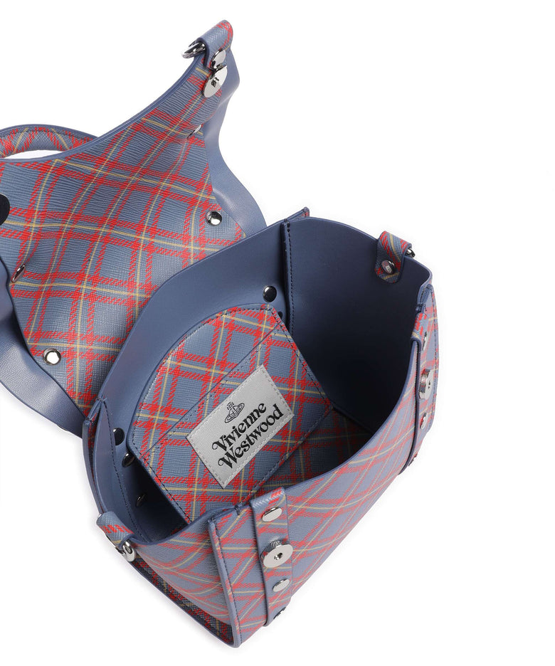 Vivienne Westwood Betty Saffiano Printed Mini Crossbody bag blue/orange tartan