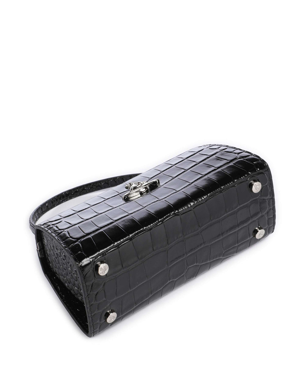 Vivienne Westwood Doll Frame Embossed Croc XL Handbag black