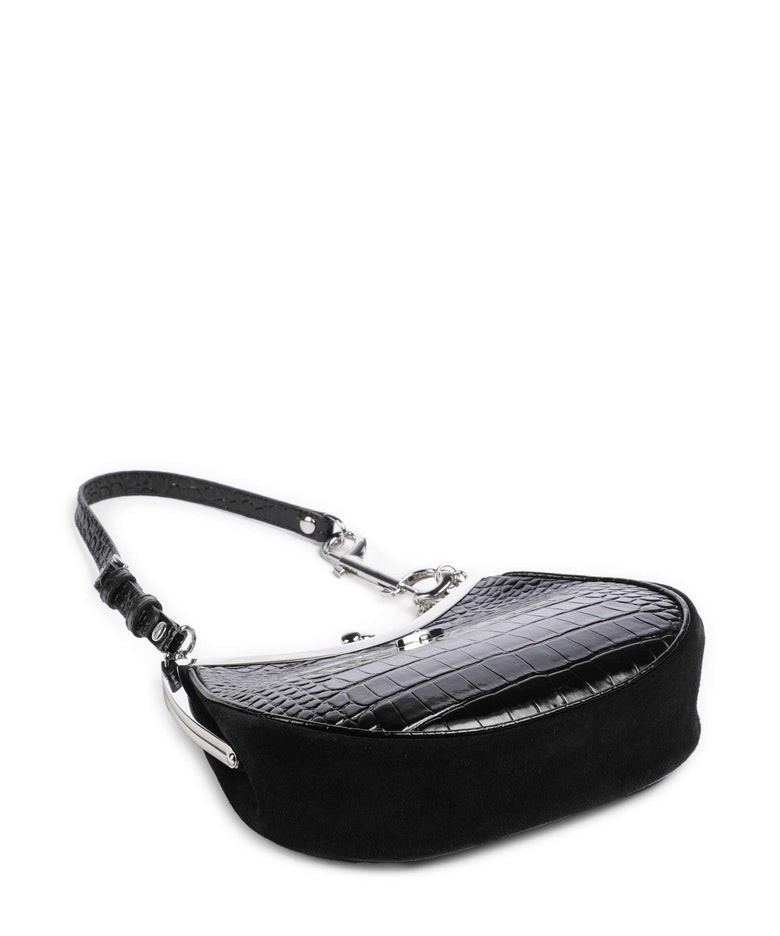 Vivienne Westwood Charm Frame Embossed Croc Shoulder bag black charms