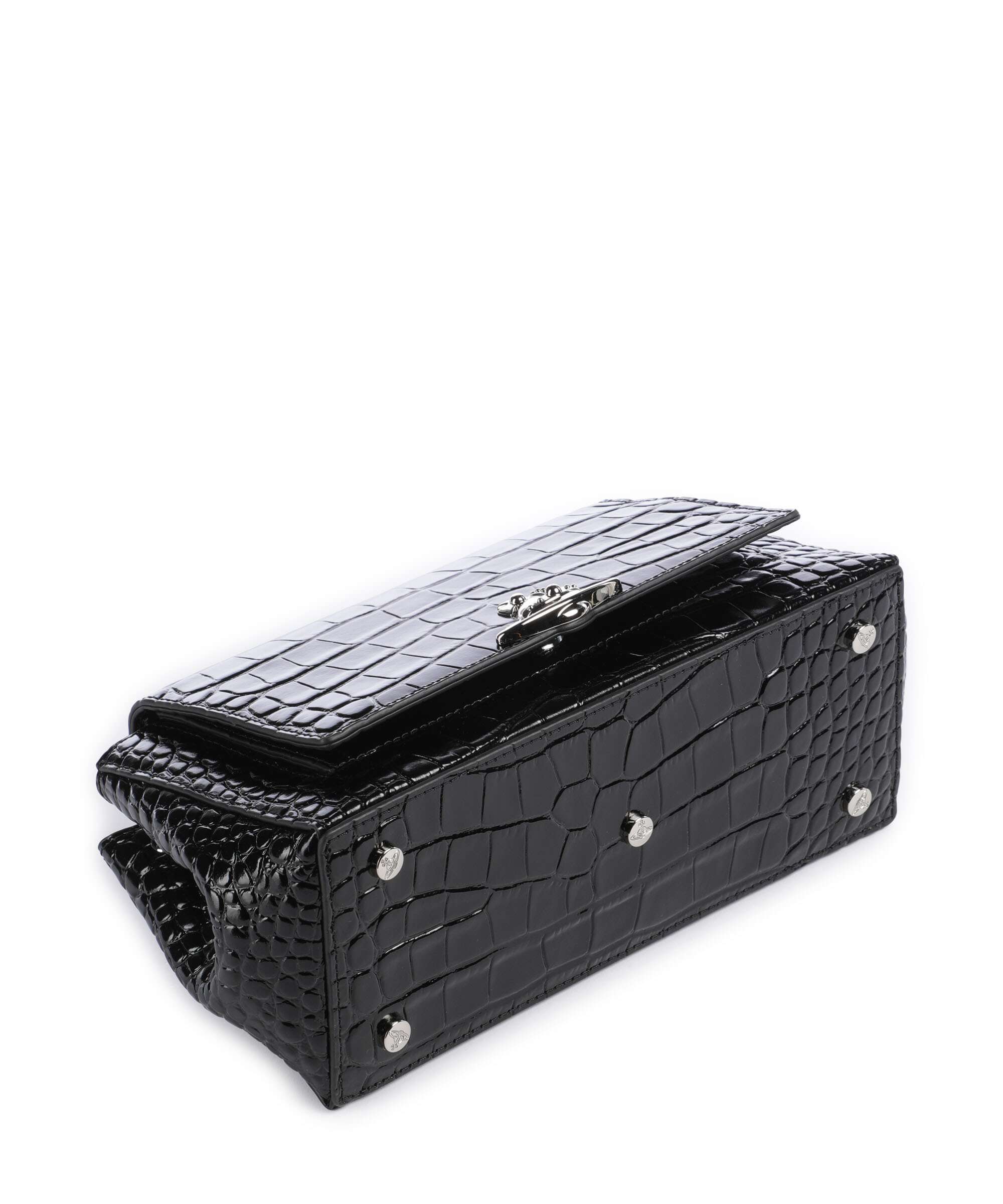 Vivienne Westwood Hazel Embossed Croc Medium Shoulder bag black