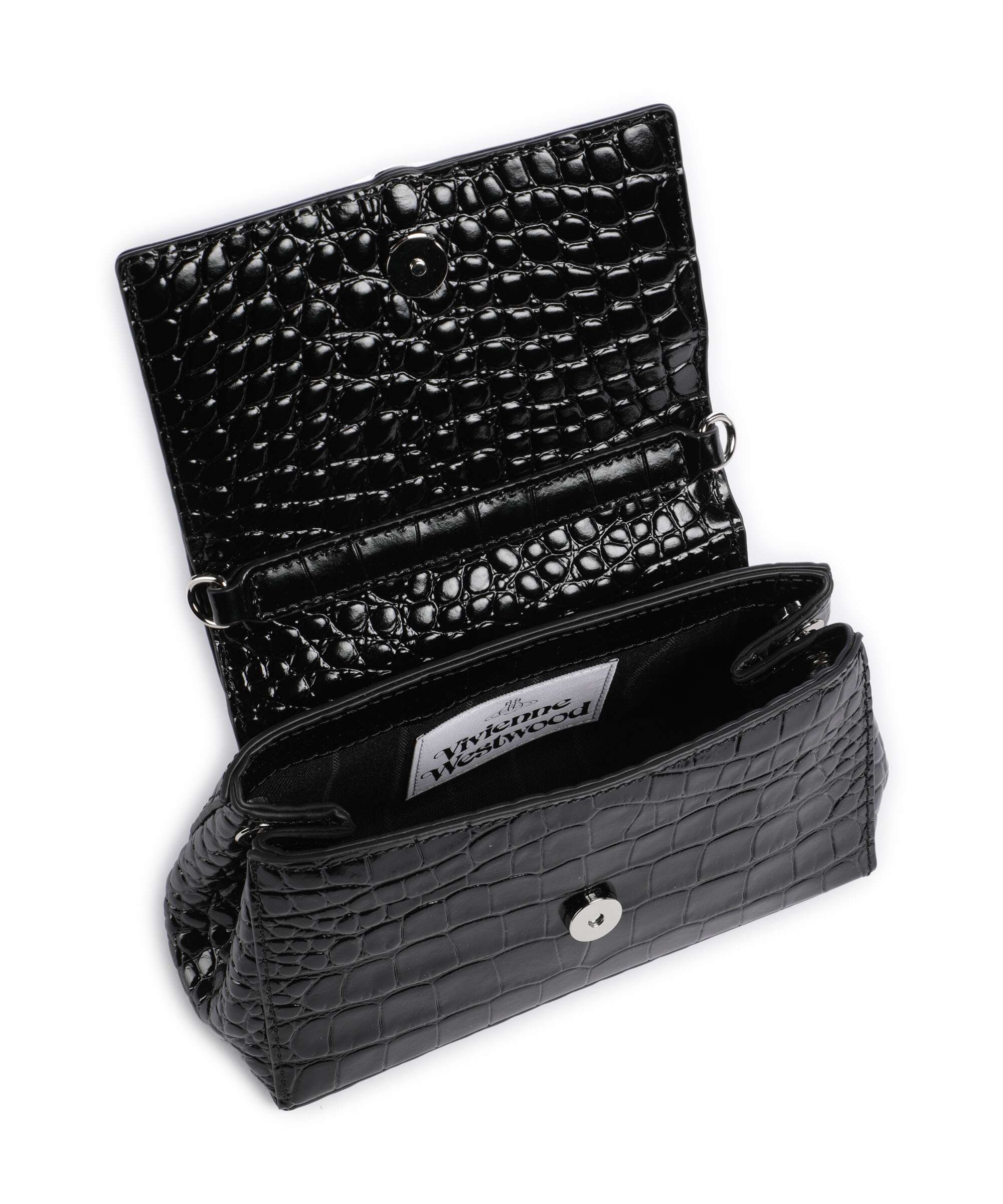 Vivienne Westwood Hazel Embossed Croc Small Shoulder bag black