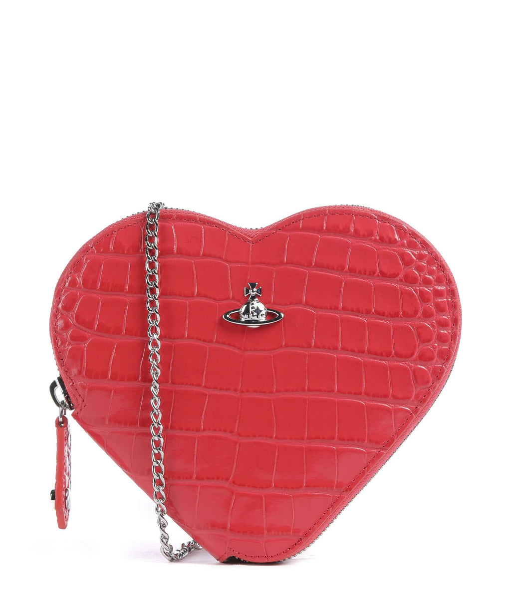 Vivienne Westwood Heart Embossed Croc Crossbody bag coral