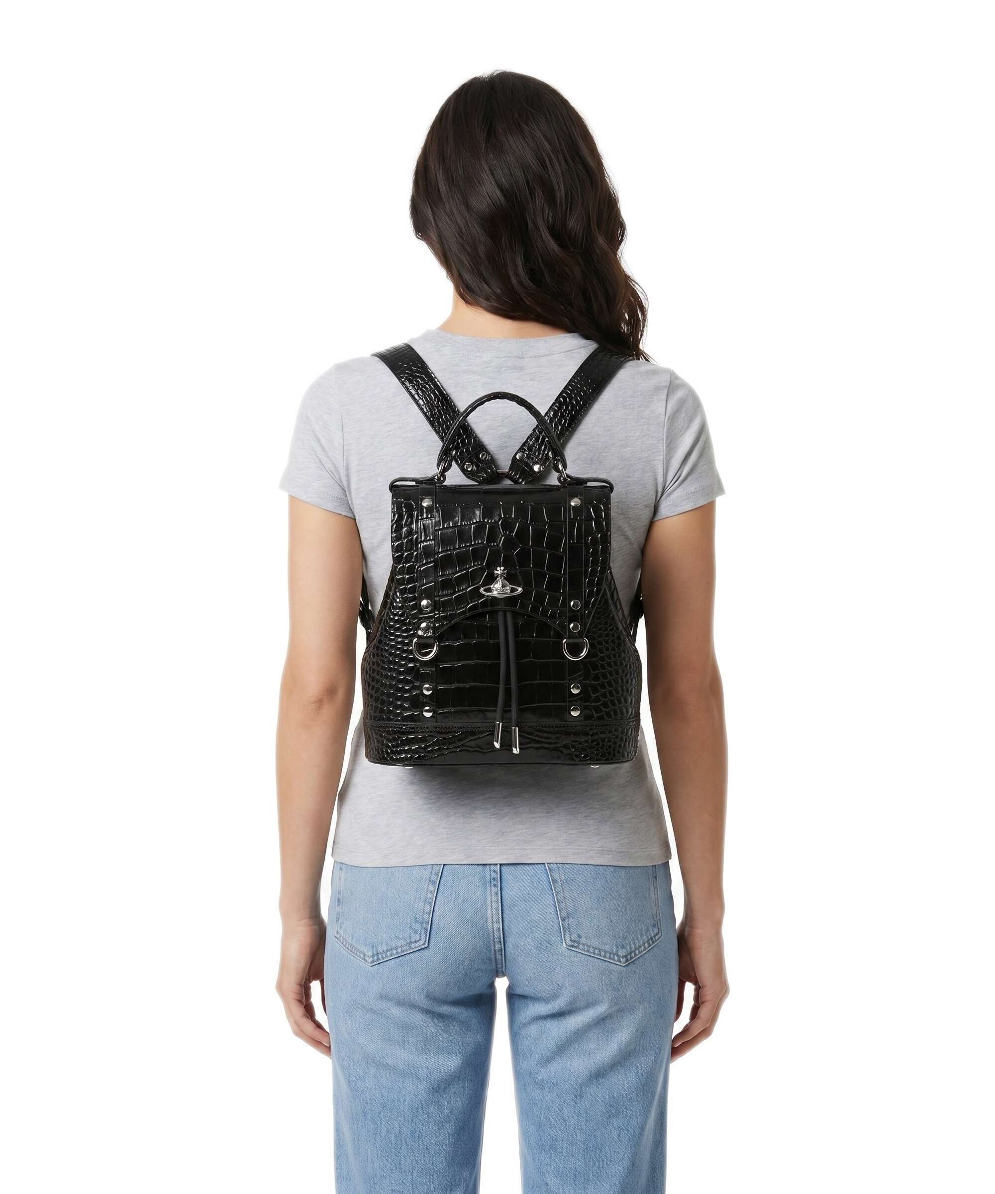 Vivienne Westwood Max Embossed Croc Small Backpack black
