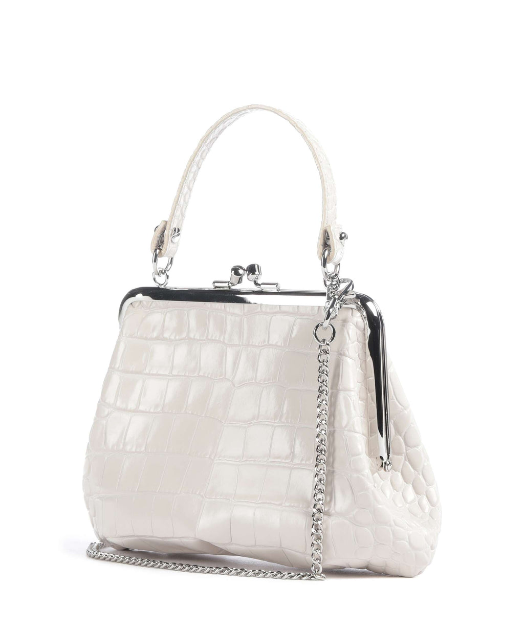 Vivienne Westwood Granny Frame Embossed Croc Handbag pearl white