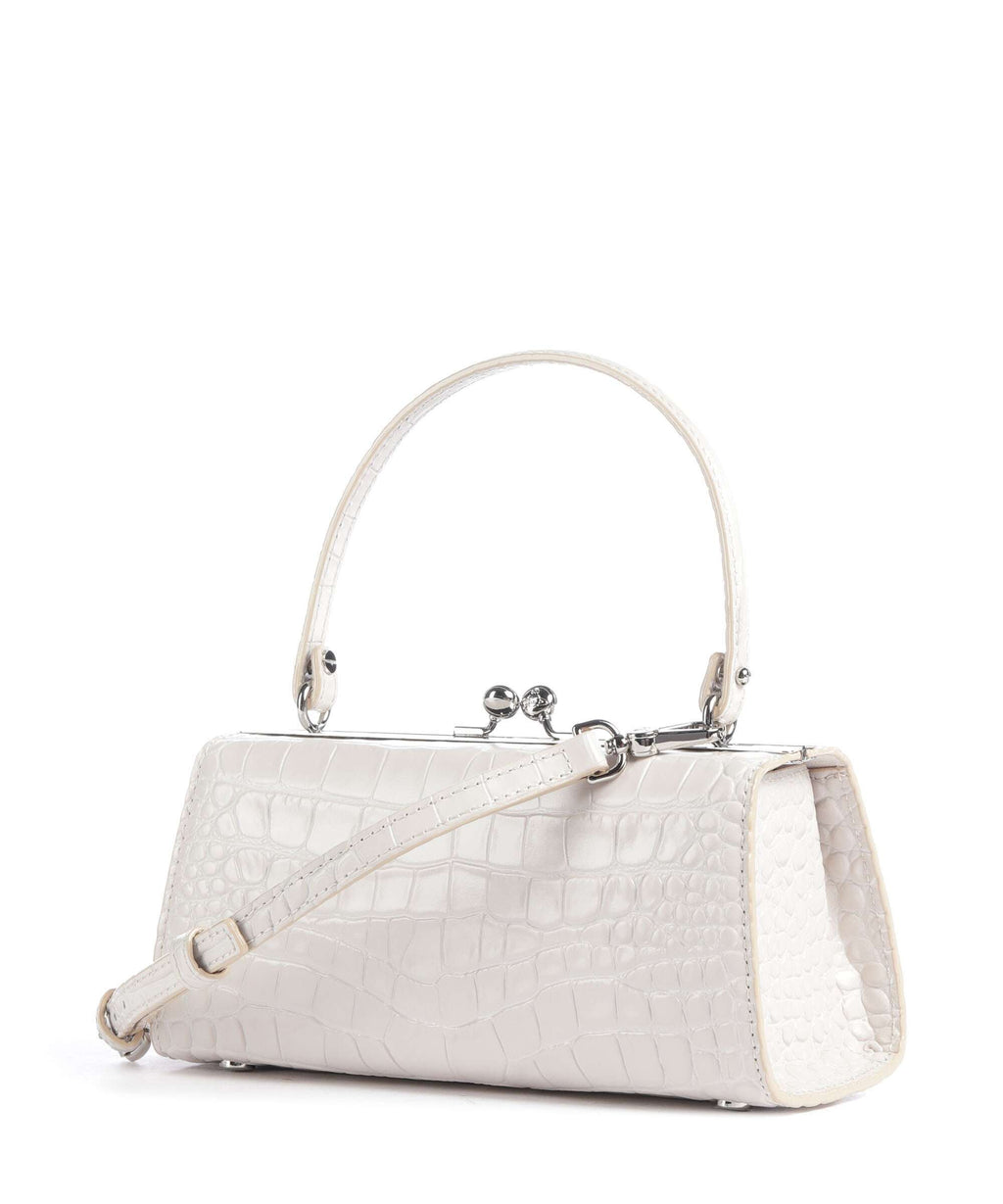 Vivienne Westwood Doll Frame Embossed Croc XL Handbag pearl white