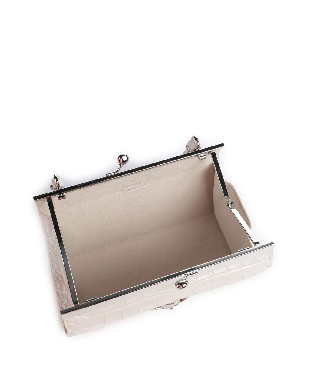 Vivienne Westwood Doll Frame Embossed Croc XL Handbag pearl white