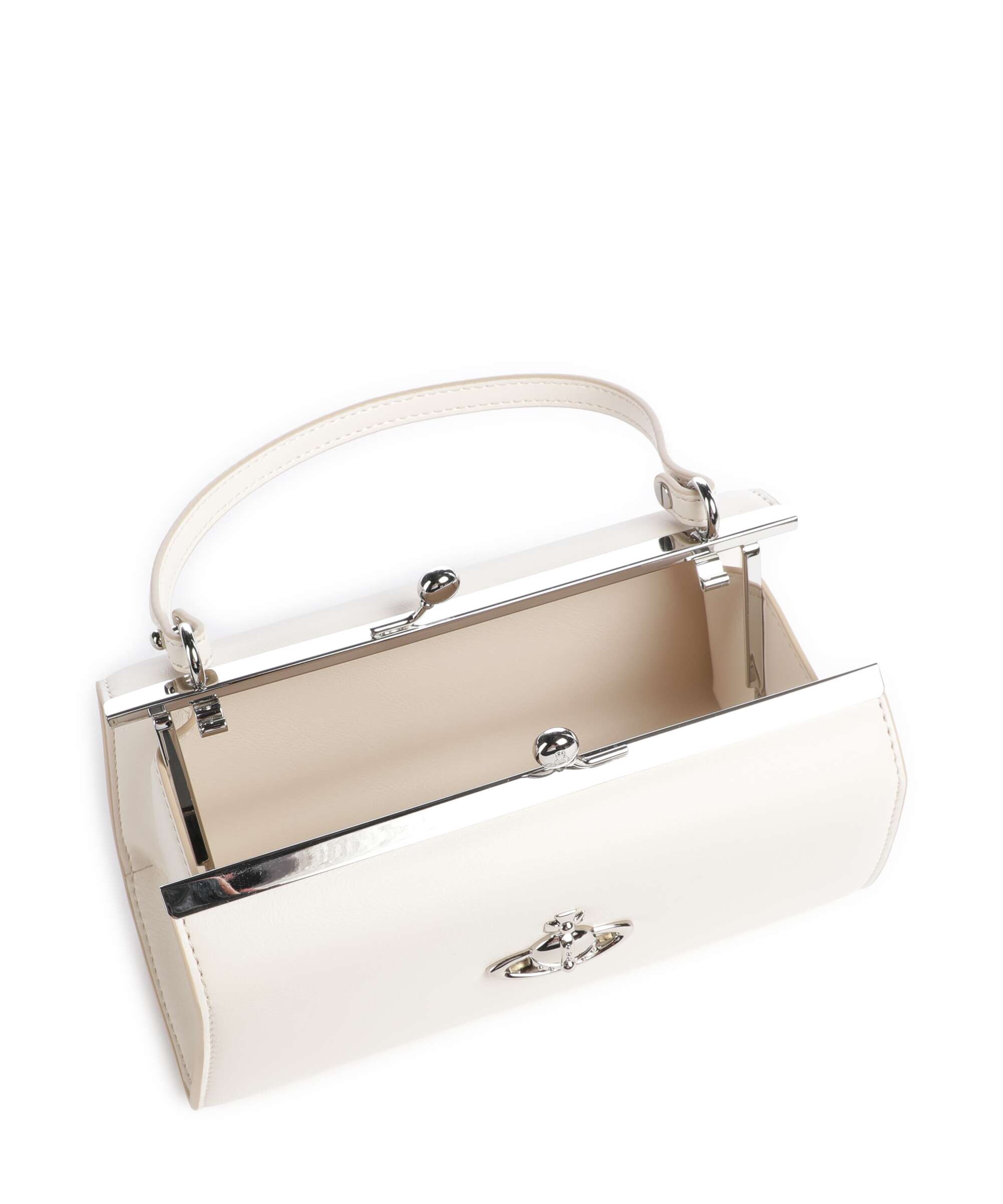 Vivienne Westwood Doll Frame Smooth XL Handbag white