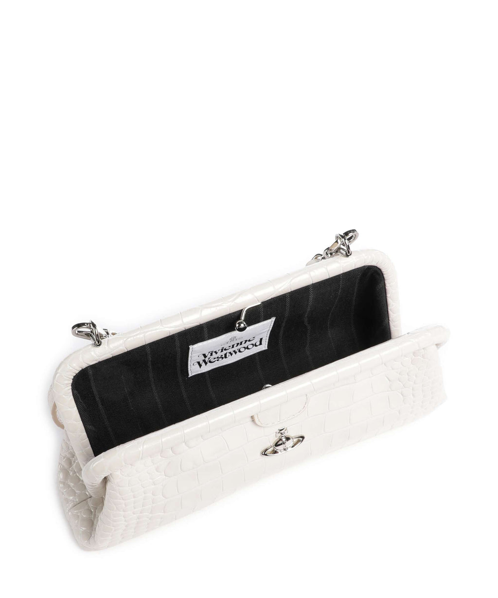 Vivienne Westwood Jane Frame Embossed Croc Shoulder bag pearl white