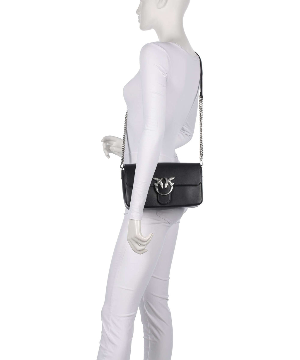 Pinko Love One Classic Slouchy Crossbody bag nero limousine/matt silver