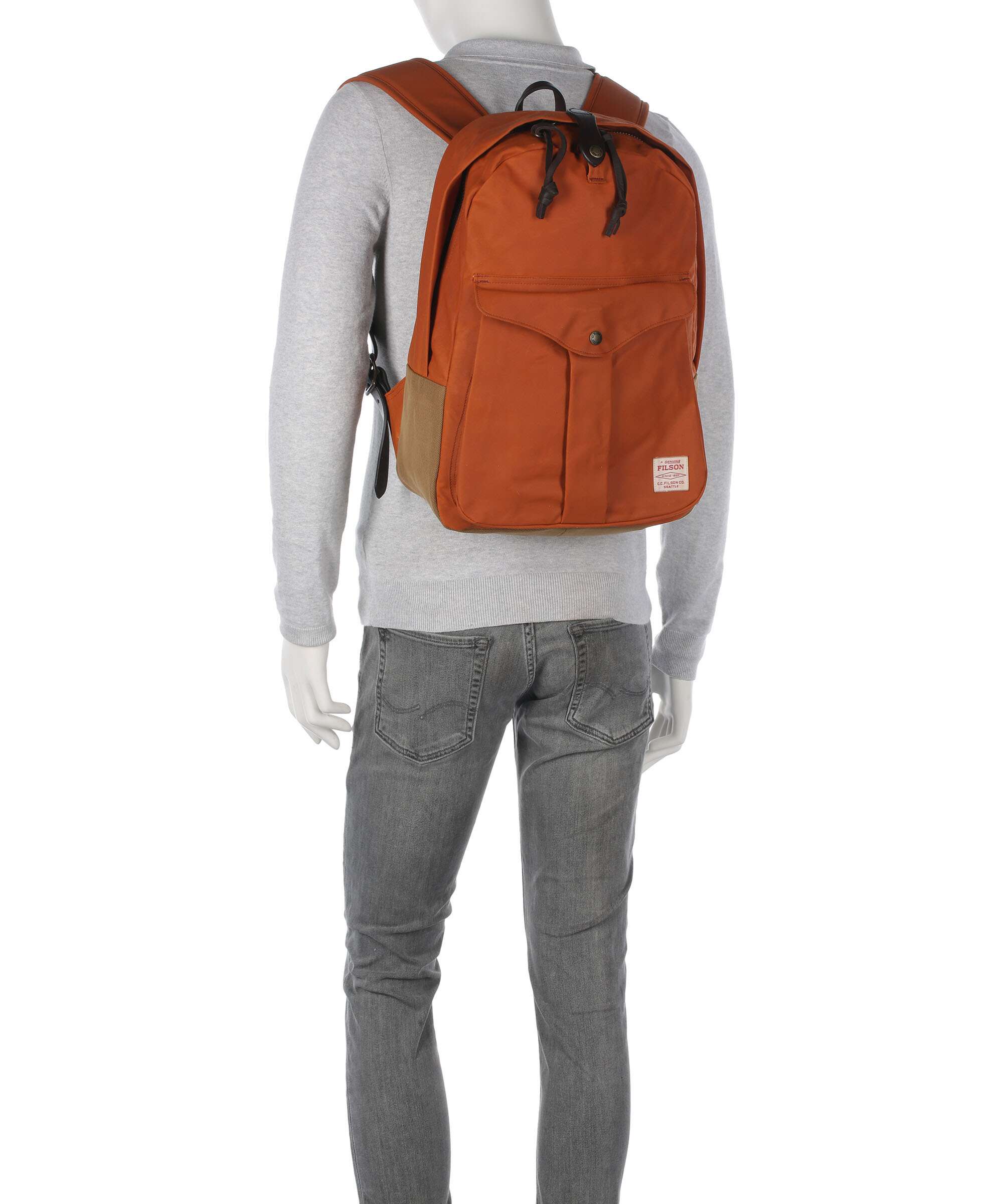 Filson Oil Finish Tin Cloth Journeyman Backpack rust