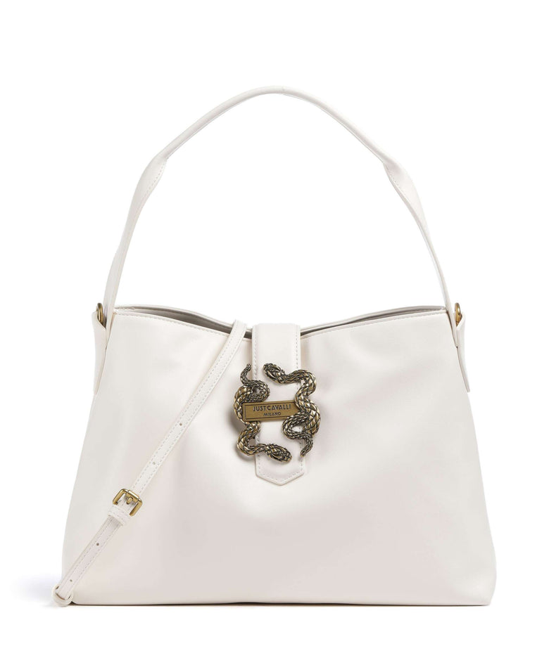Just Cavalli Iconic Snakes Hobo bag white