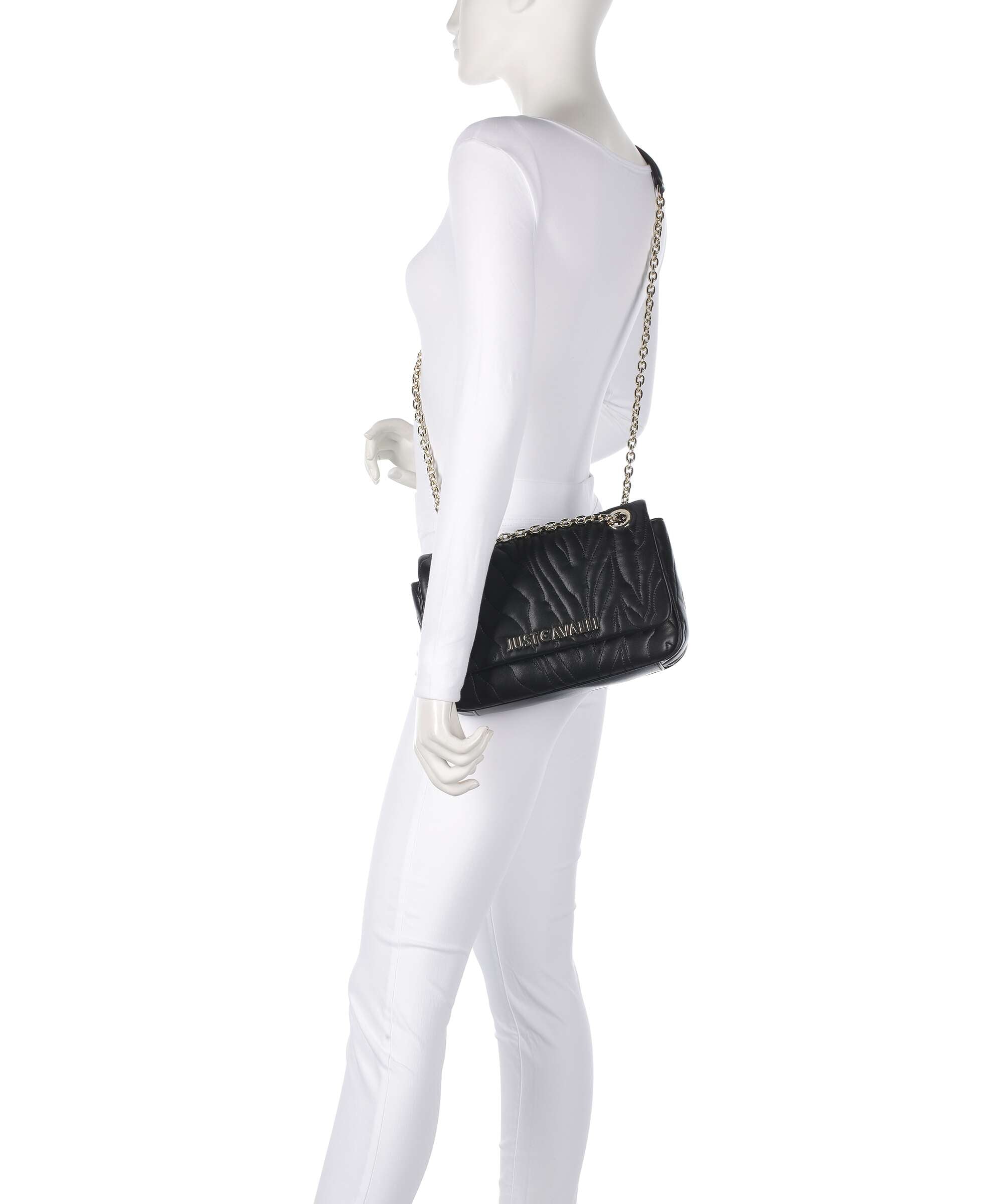 Just Cavalli Quilted Zebra Shoulder bag black