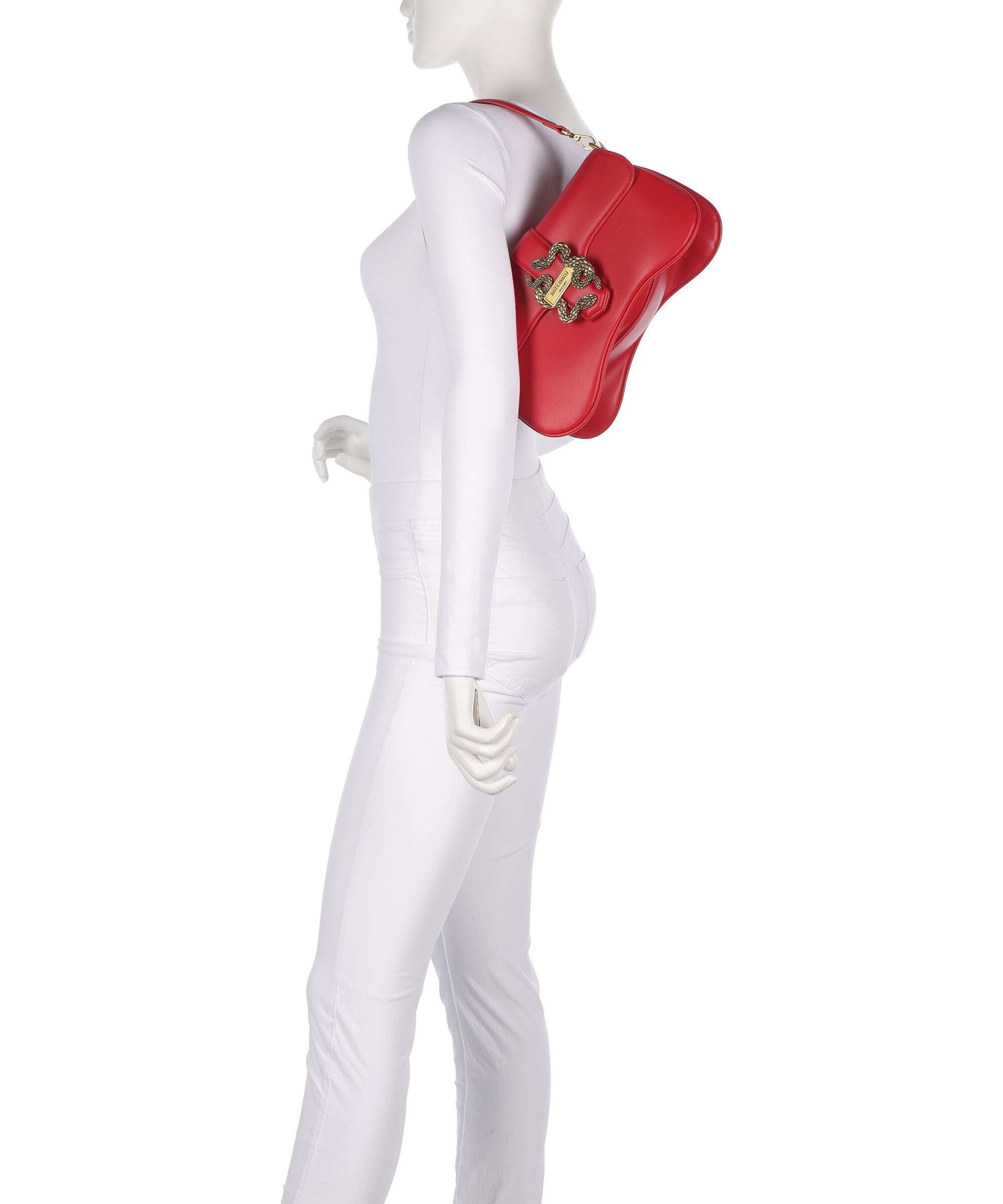 Just Cavalli Iconic Snakes Shoulder bag tango red