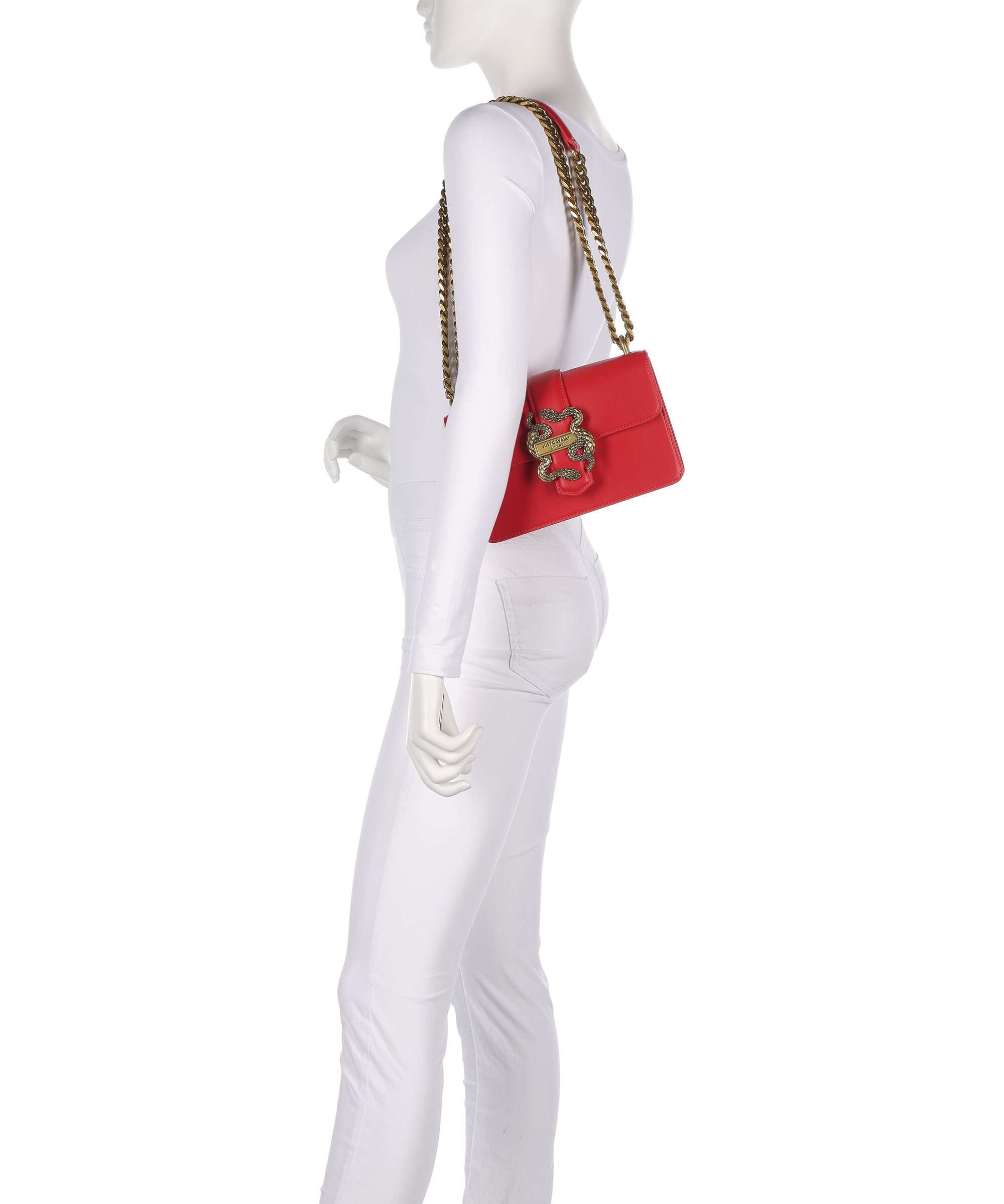 Just Cavalli Iconic Snakes Shoulder bag tango red