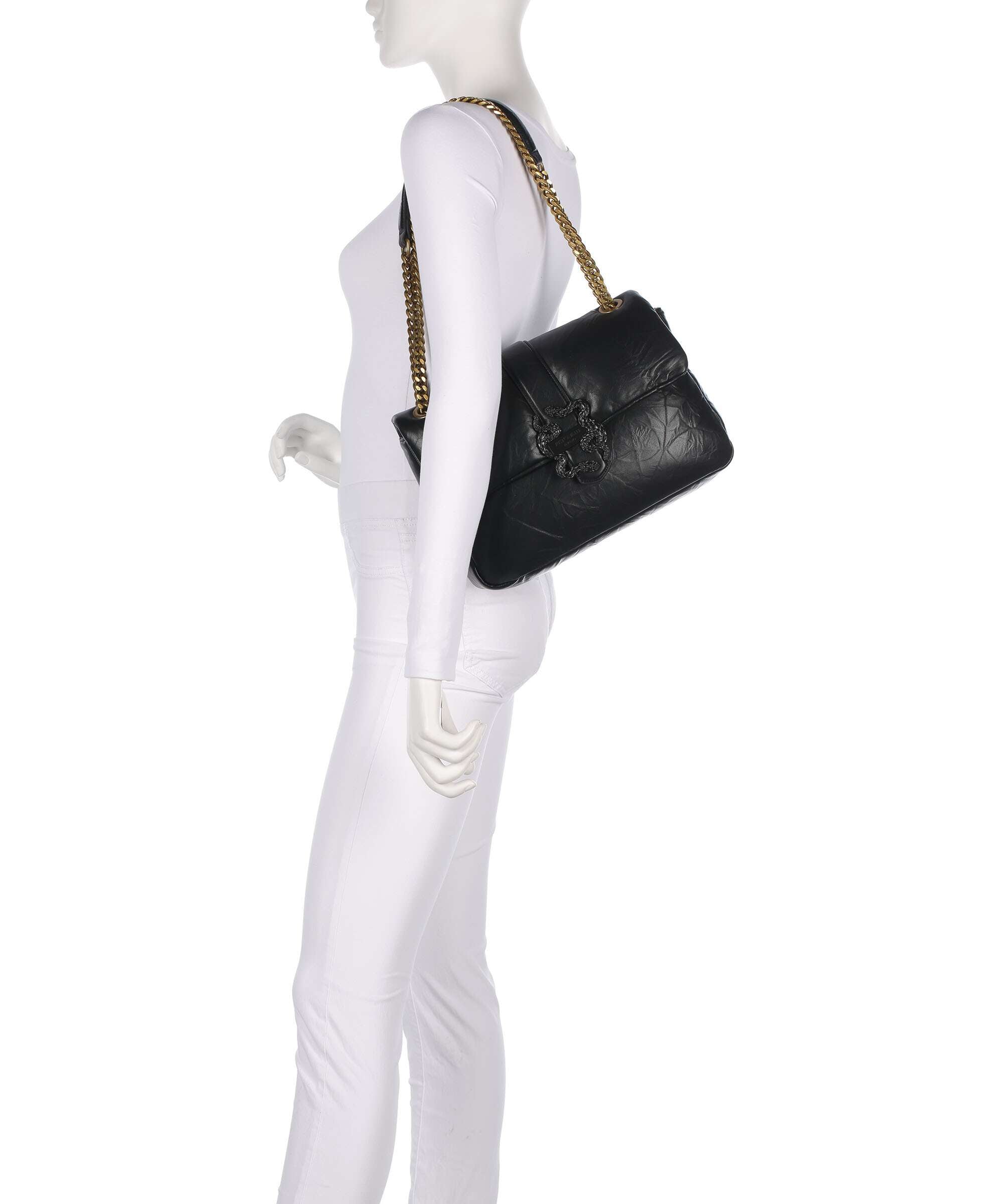 Just Cavalli Iconic Snakes Puffy Shoulder bag black