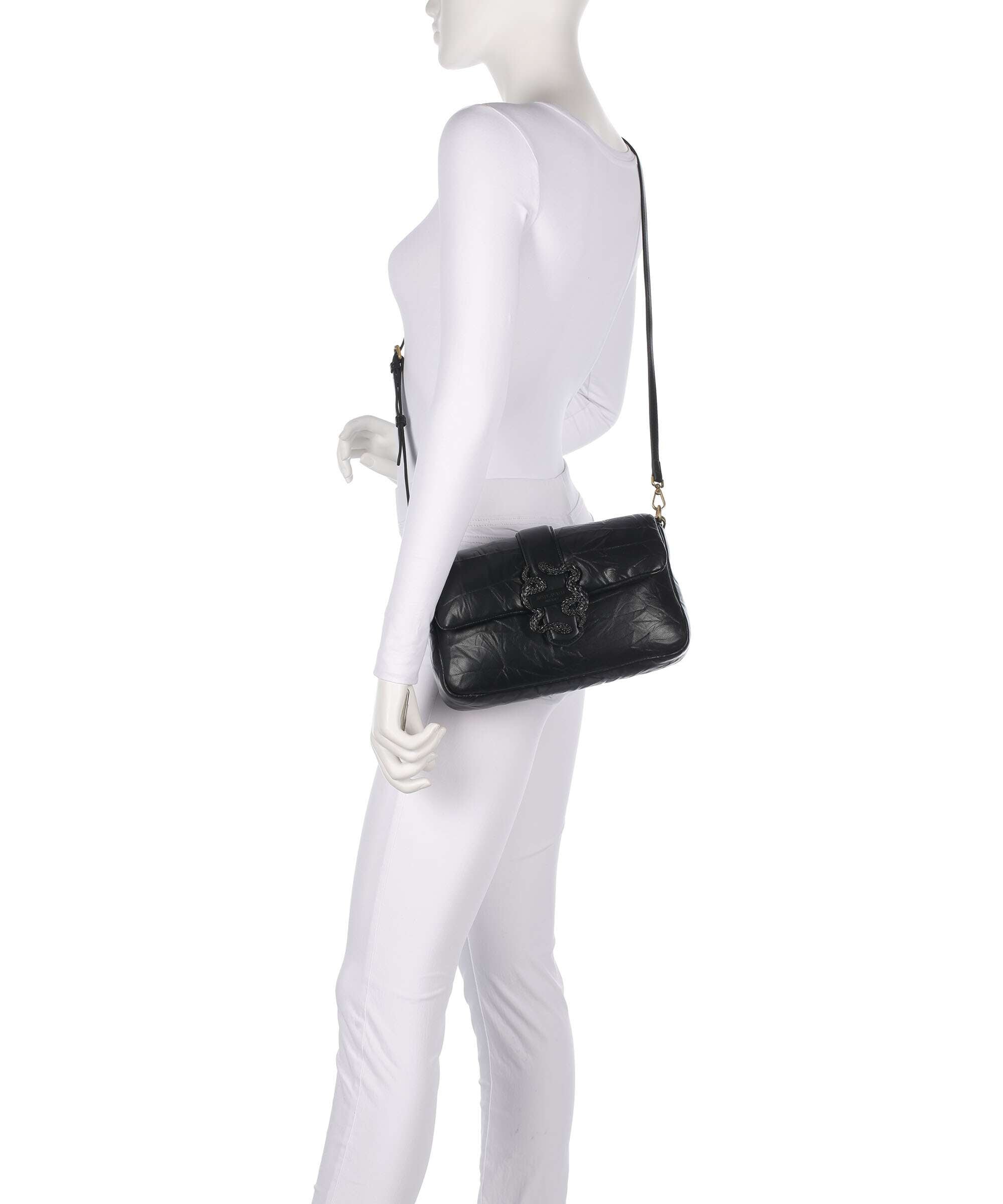 Just Cavalli Iconic Snakes Puffy Shoulder bag black