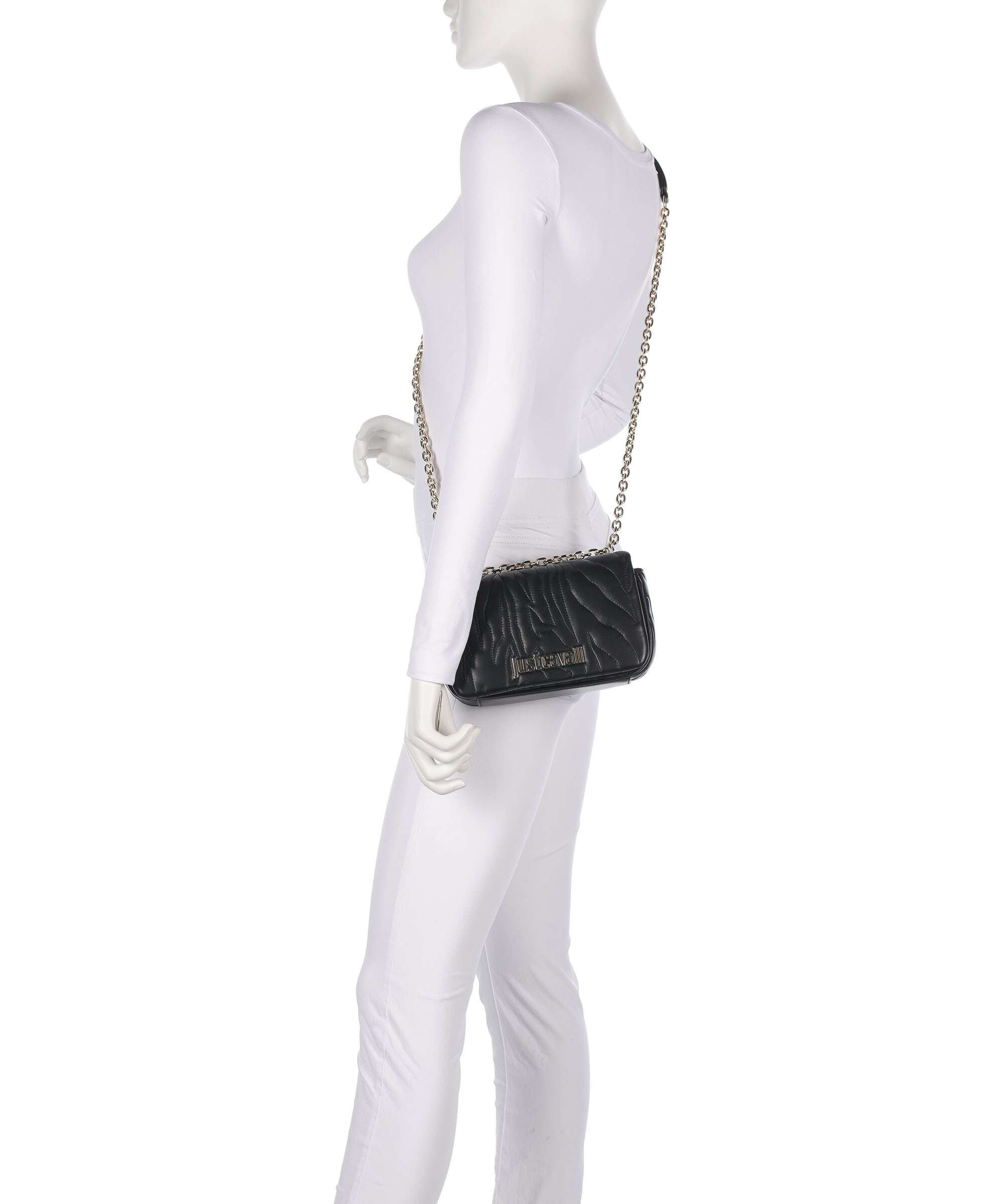 Just Cavalli Quilted Zebra Shoulder bag black