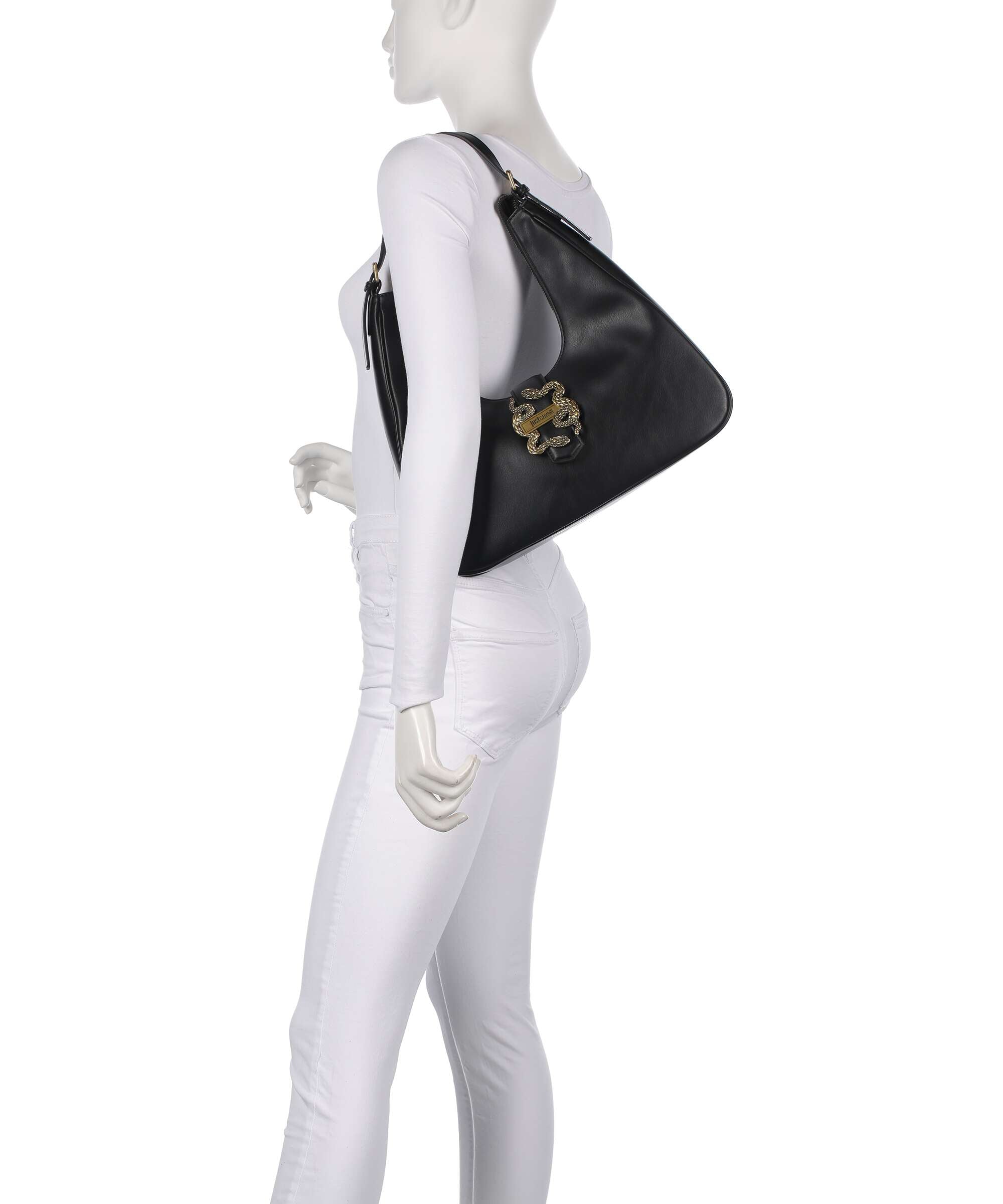 Just Cavalli Iconic Snakes Hobo bag black