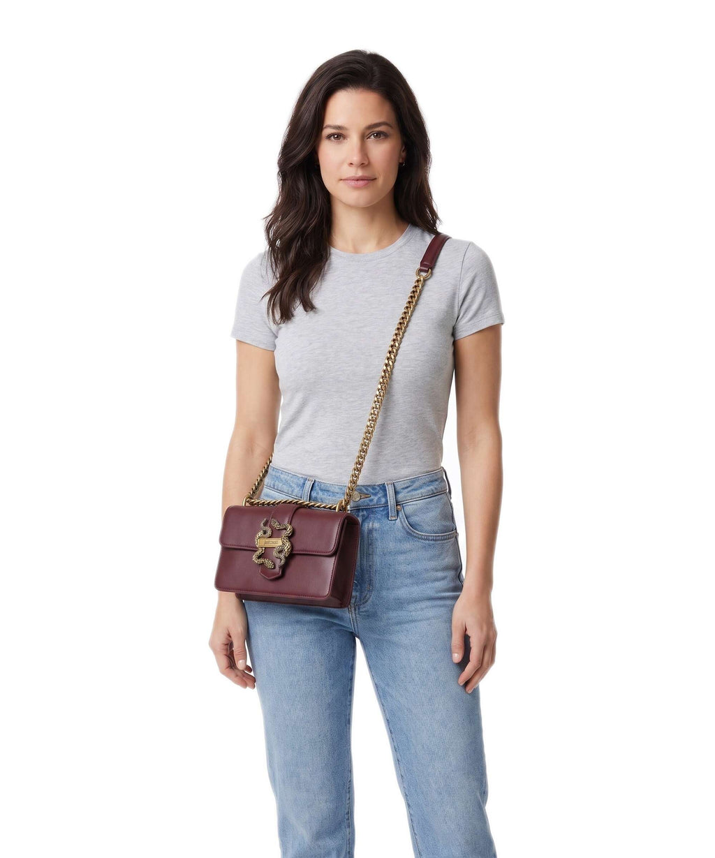 Just Cavalli Iconic Snakes Shoulder bag cordovan