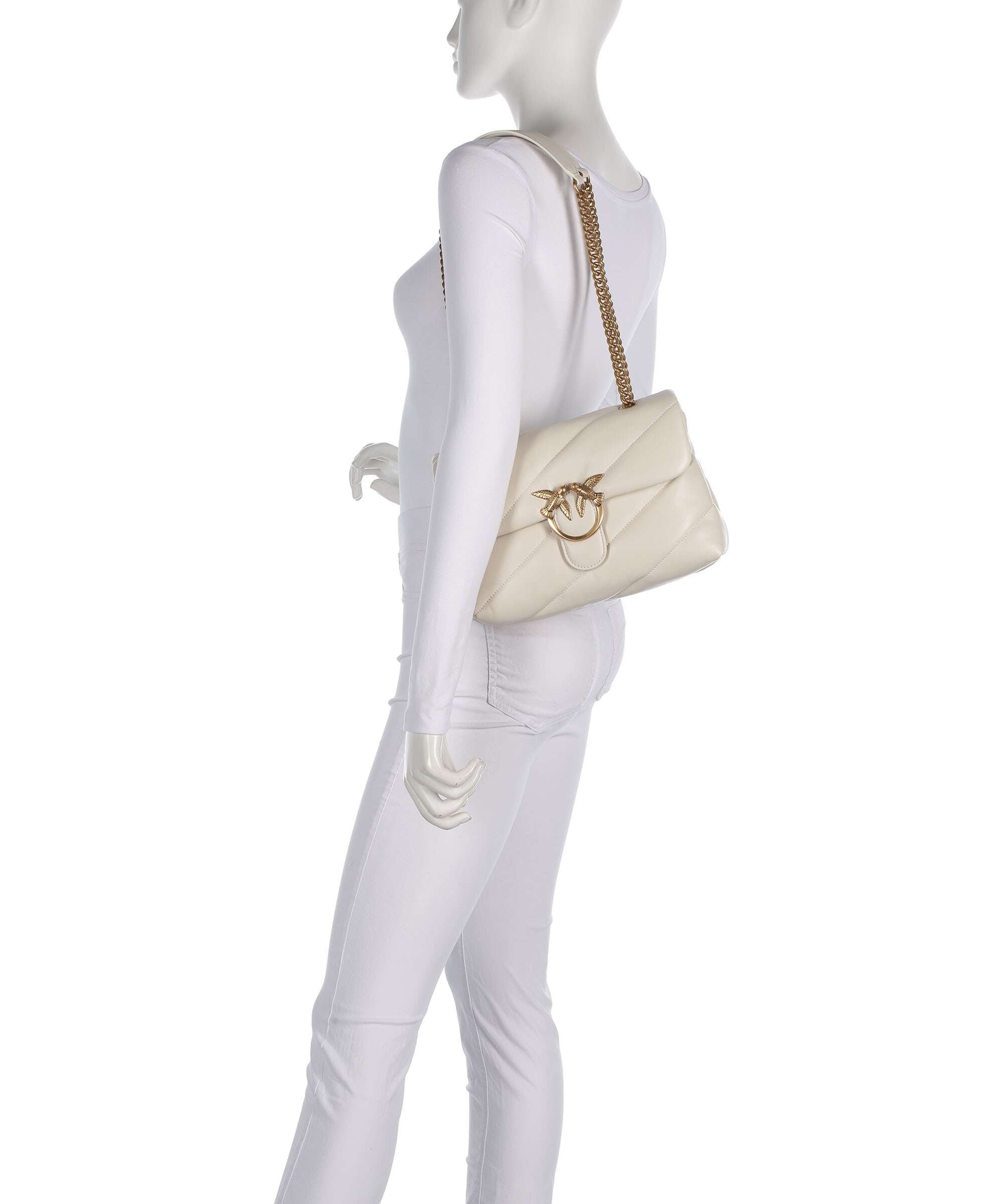 Pinko Love Puff Classic Shoulder bag bianco seta/antique gold