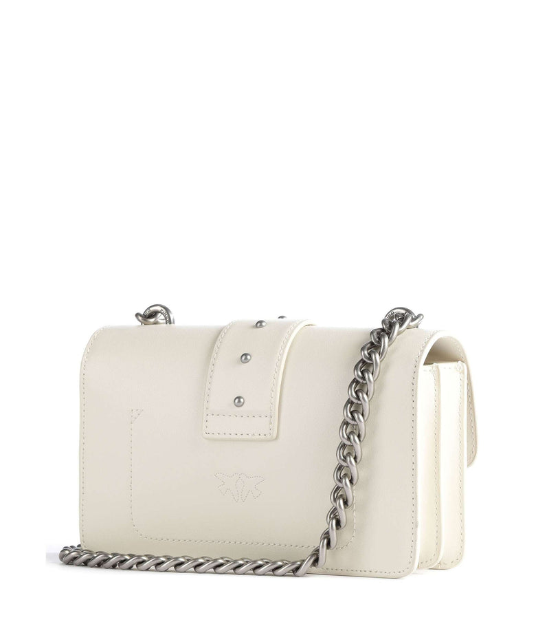 Pinko Love One Mini Crossbody bag bianco seta/old silver