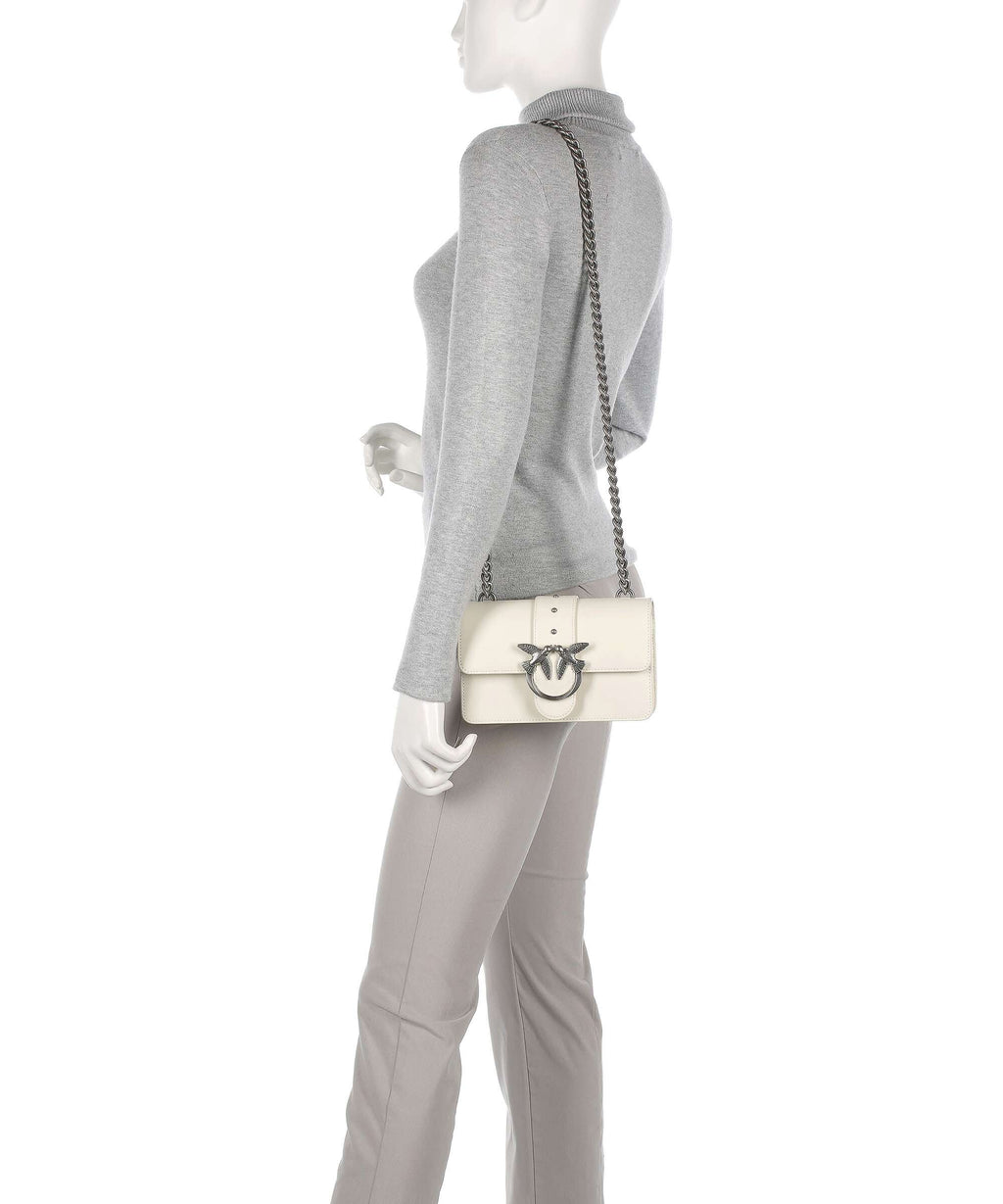 Pinko Love One Mini Crossbody bag bianco seta/old silver