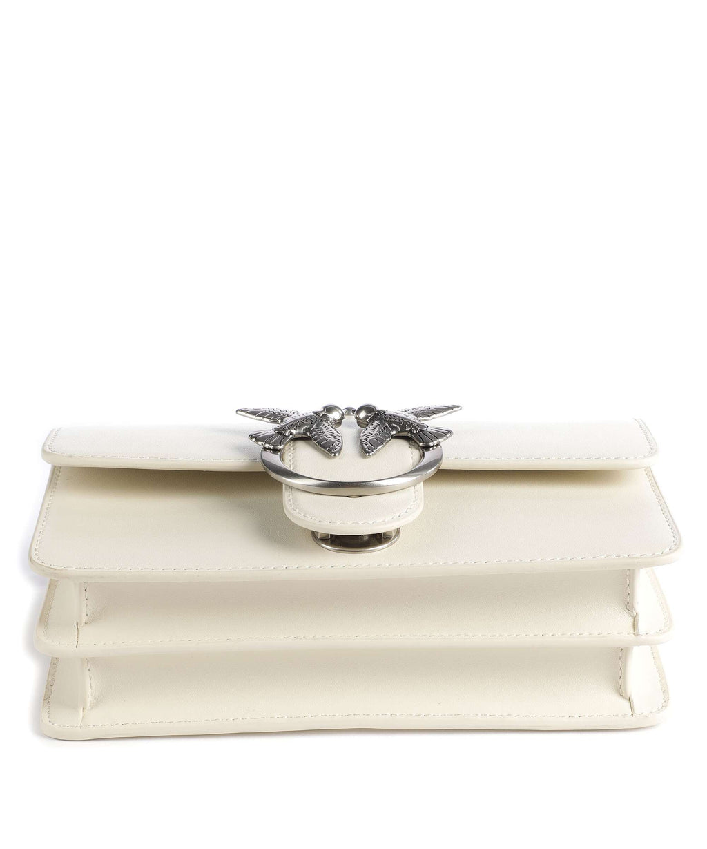 Pinko Love One Mini Crossbody bag bianco seta/old silver