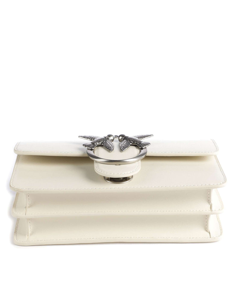 Pinko Love One Mini Crossbody bag bianco seta/old silver