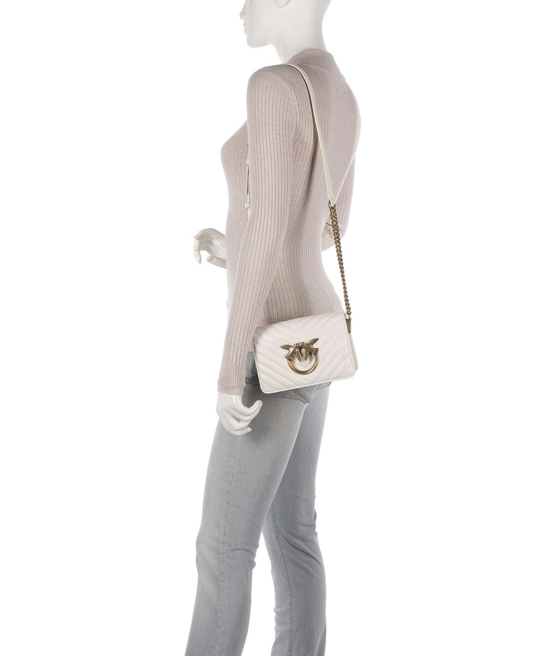 Pinko Love Click Mini Crossbody bag bianco seta/antique gold