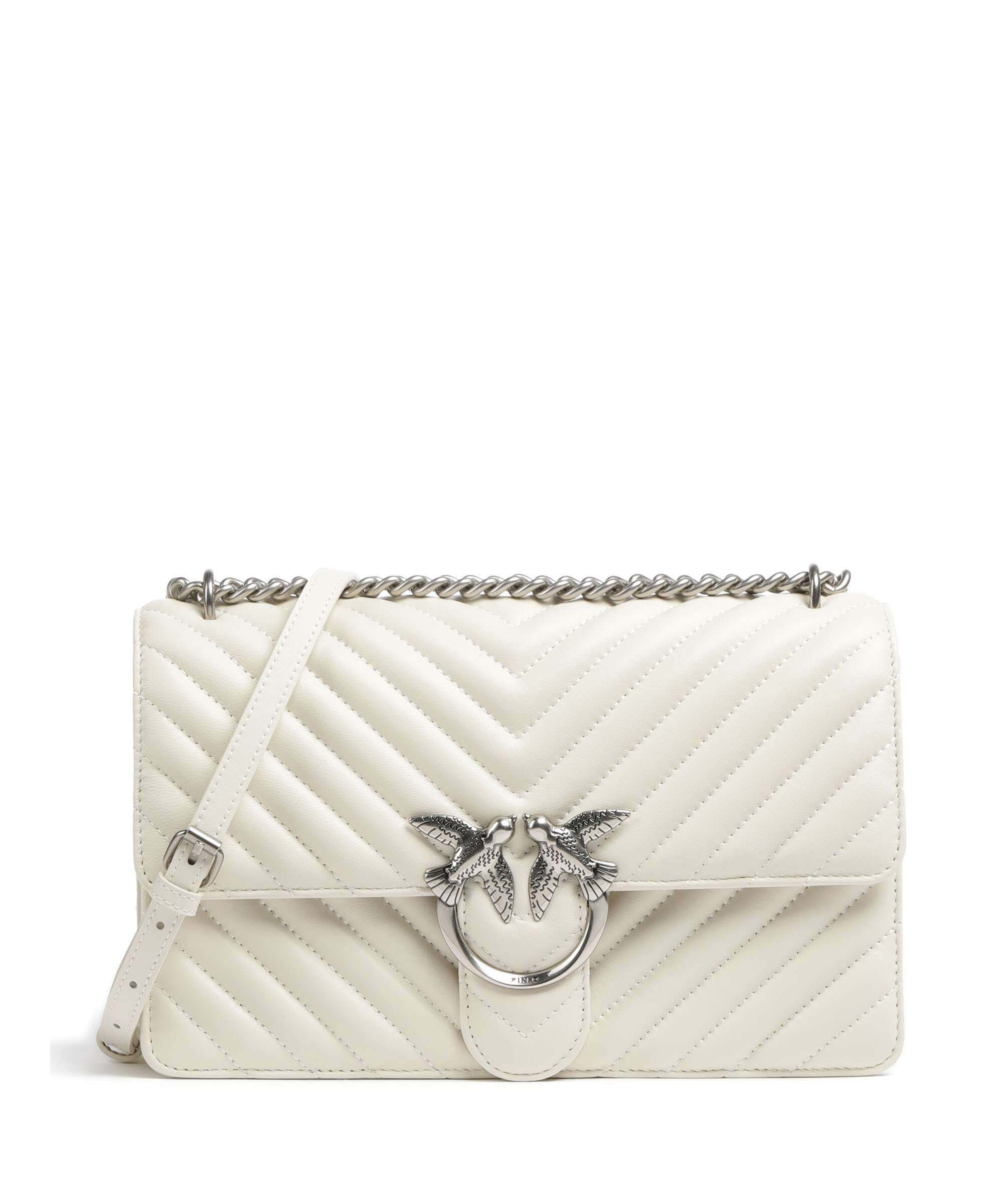 Pinko Love One Classic Shoulder bag bianco seta/old silver