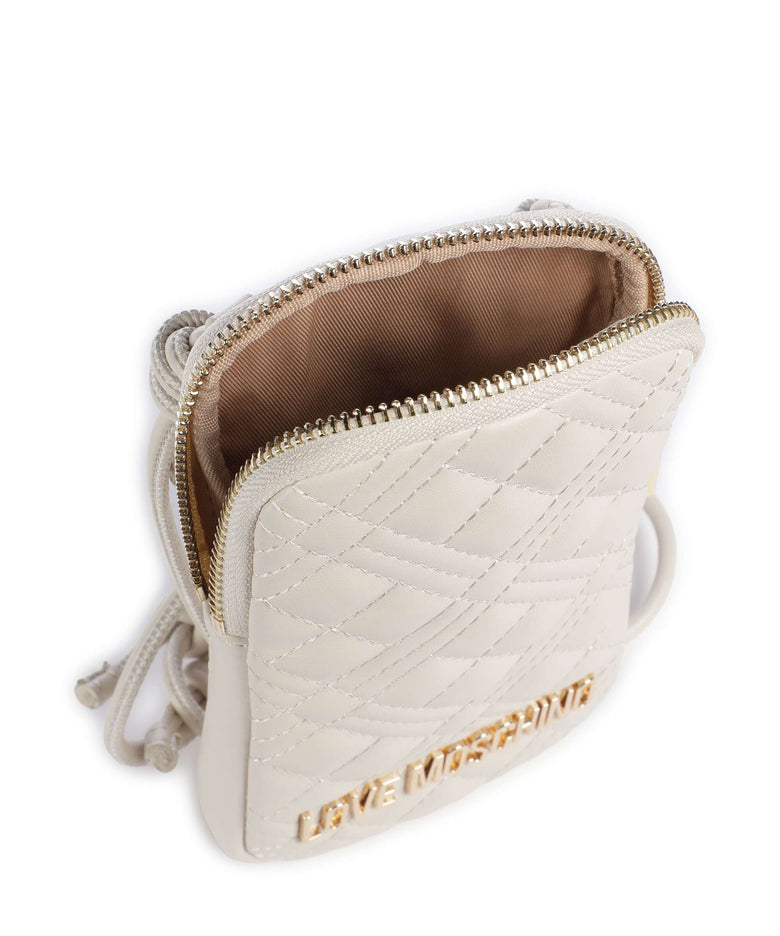 Love Moschino Bold Love Laminated Phone bag avorio