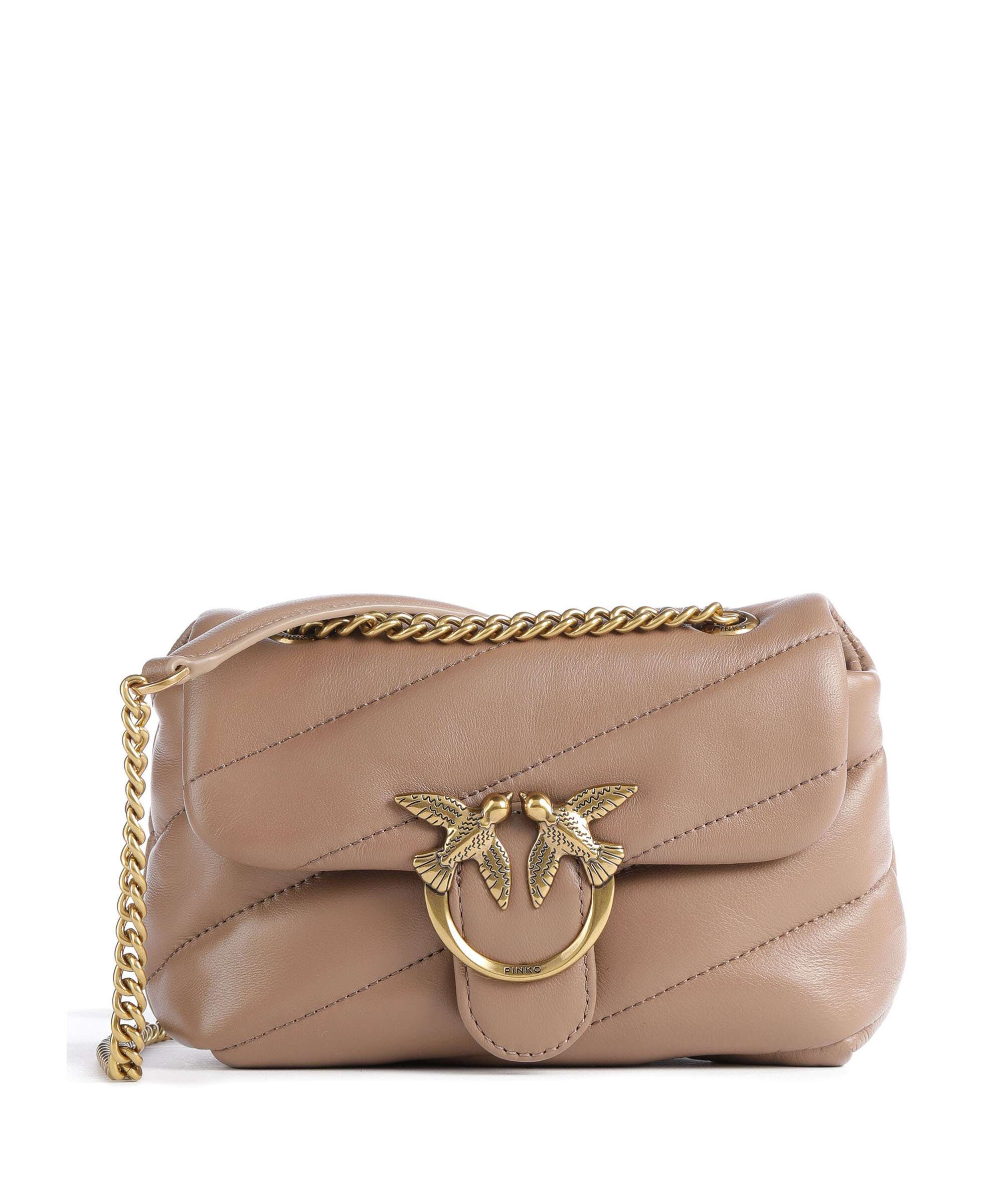 Pinko Love Puff Baby Shoulder bag biscotto zenzero/antique gold