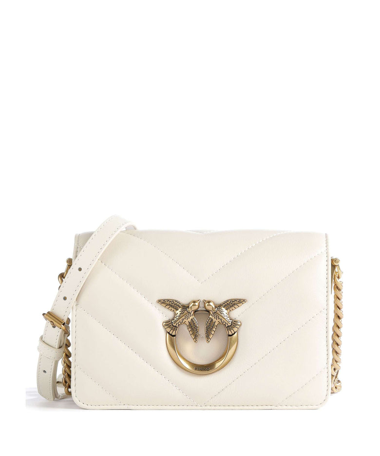 Pinko Love Click Mini Crossbody bag bianco seta/antique gold